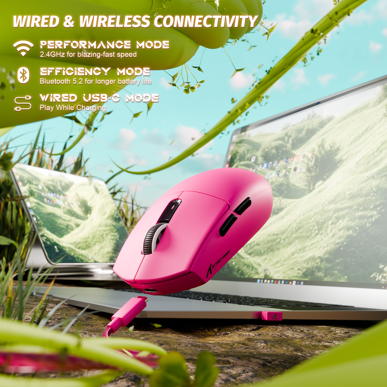 ATTACK SHARK G3 Tri-mode Wireless Gaming Mouse 25000 DPI Ultra Lightweight