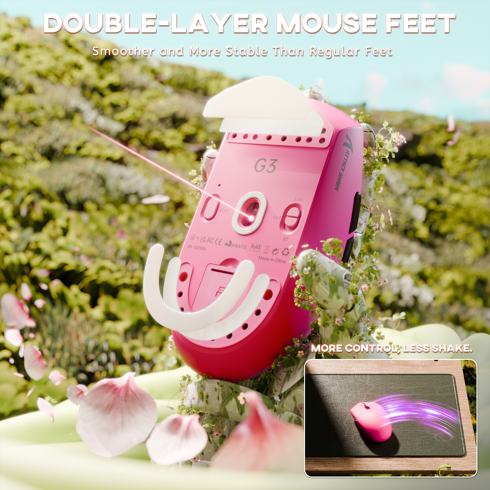 ATTACK SHARK G3 Tri-mode Wireless Gaming Mouse 25000 DPI Ultra Lightweight