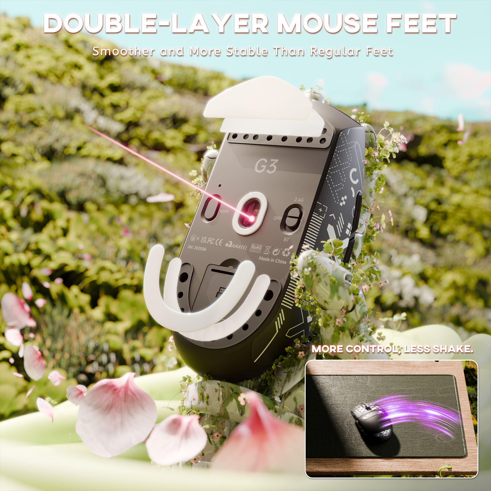 ATTACK SHARK G3 Tri-mode Wireless Gaming Mouse 25000 DPI Ultra Lightweight