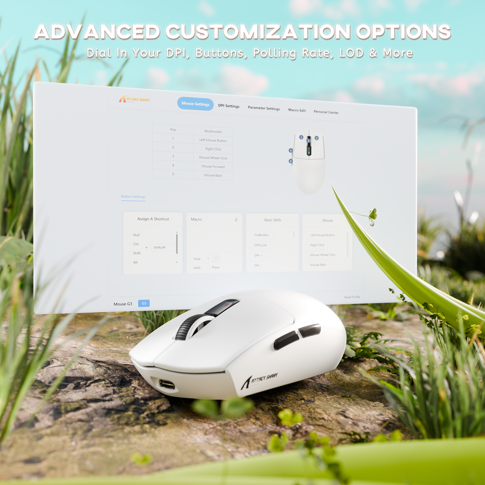 ATTACK SHARK G3 Tri-mode Wireless Gaming Mouse 25000 DPI Ultra Lightweight