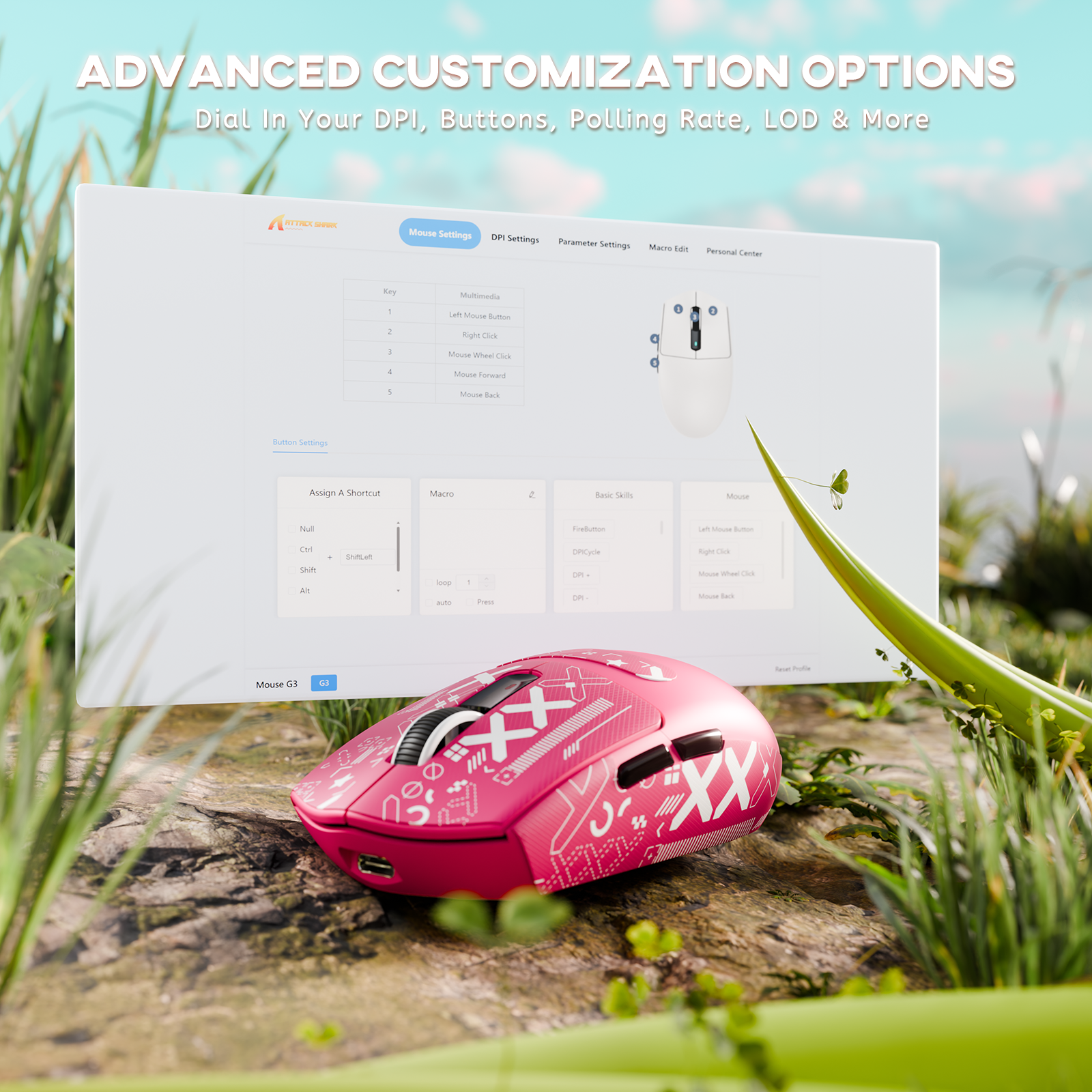 ATTACK SHARK G3 Tri-mode Wireless Gaming Mouse 25000 DPI Ultra Lightweight