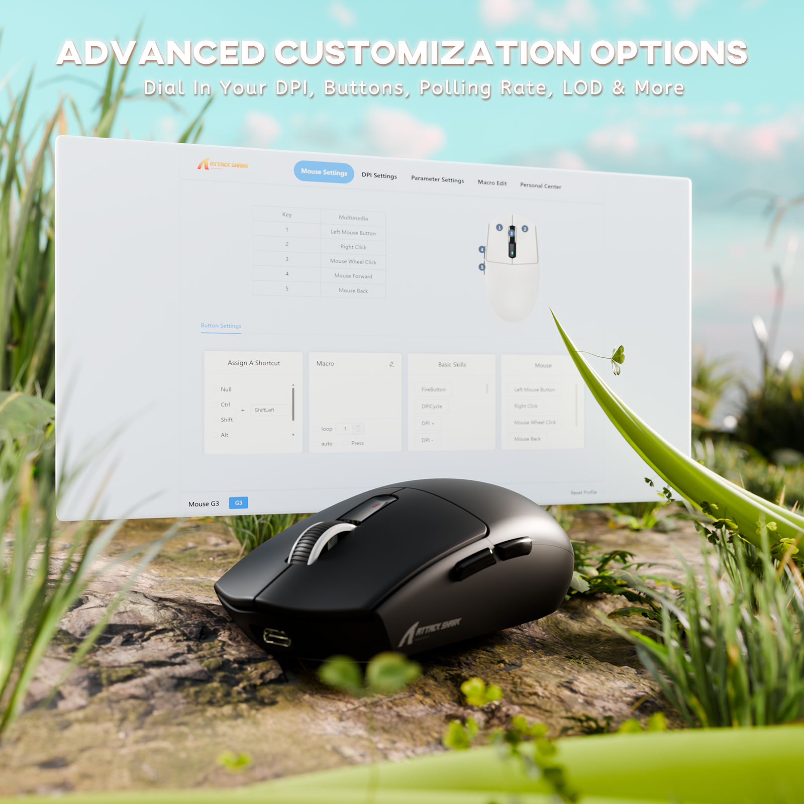 ATTACK SHARK G3 Tri-mode Wireless Gaming Mouse 25000 DPI Ultra Lightweight