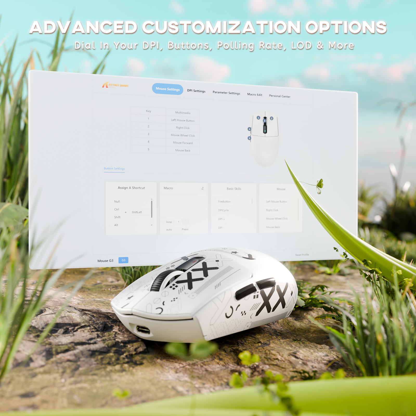 ATTACK SHARK G3 Tri-mode Wireless Gaming Mouse 25000 DPI Ultra Lightweight