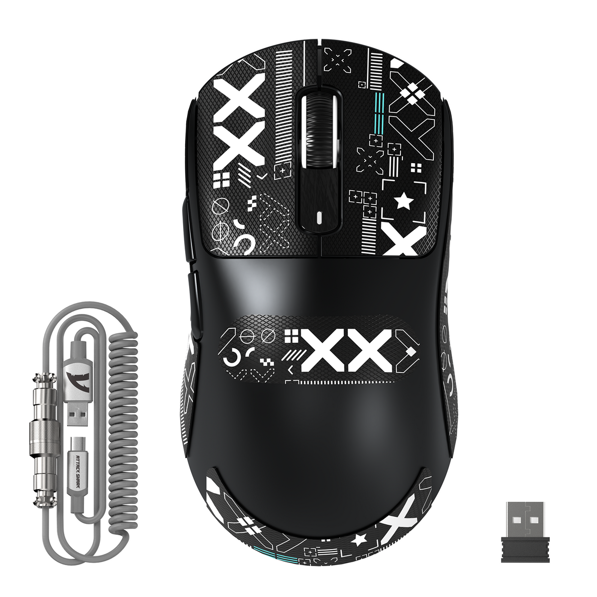 ATTACK SHARK X3 MAX PAW3950 draadloze gamingmuis met gekrulde C06-muiskabel