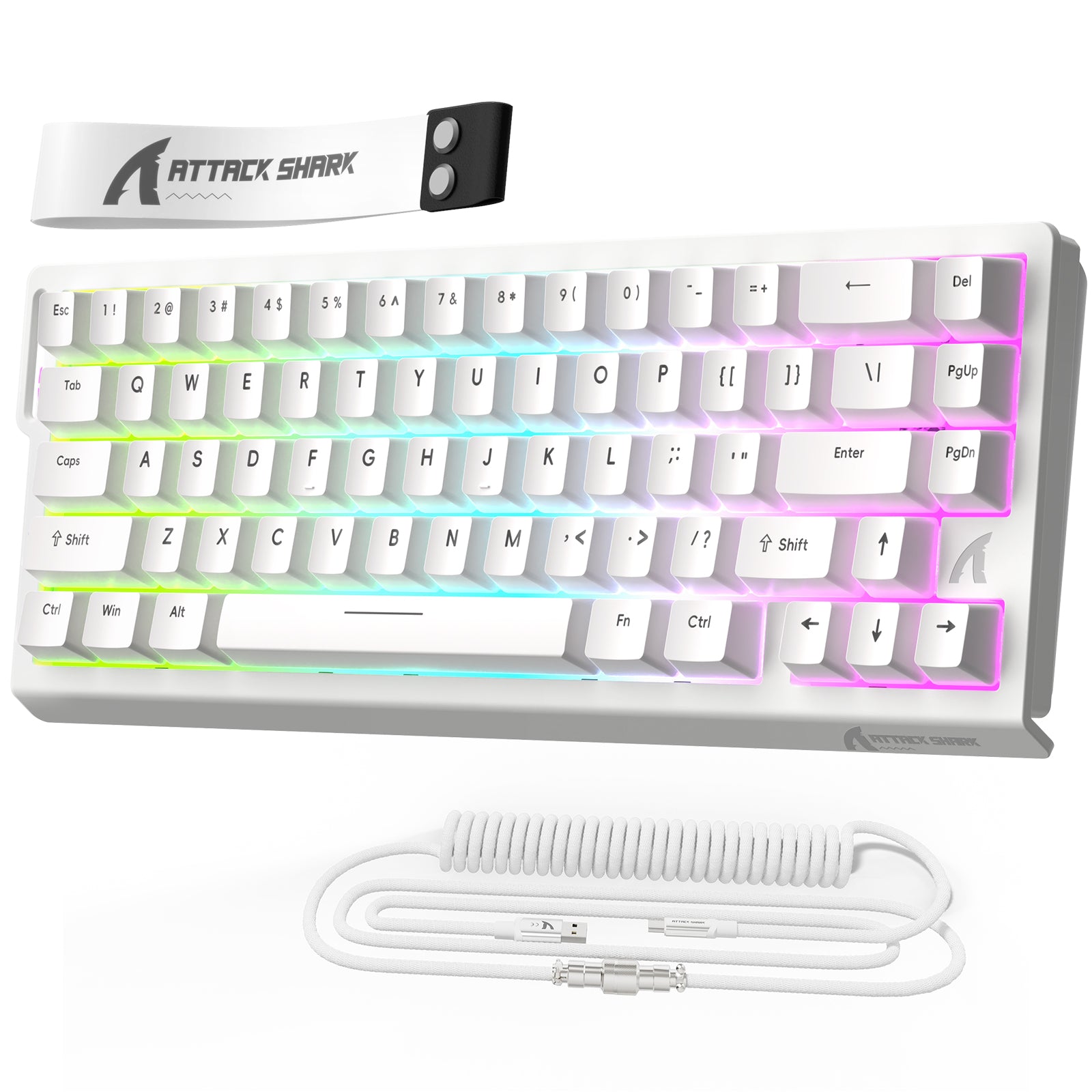 ATTACK SHARK X68 HE Snelle Trigger Toetsenbord Magnetische Schakelaar met C01PRO Opgerolde Kabel
