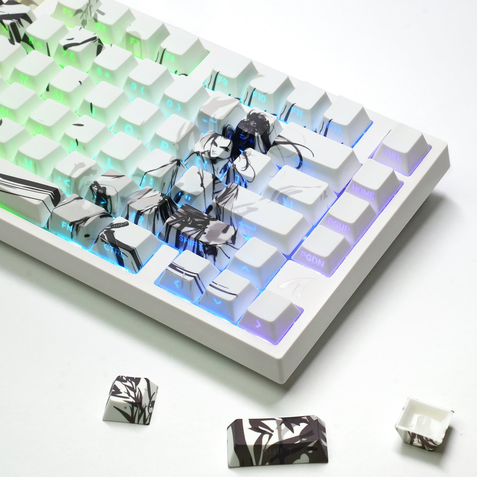 ATTACK SHARK SK02 129 toetsen PBT-keycaps met opdruk aan de zijkant, ANSI/ISO, Dolende Ridder