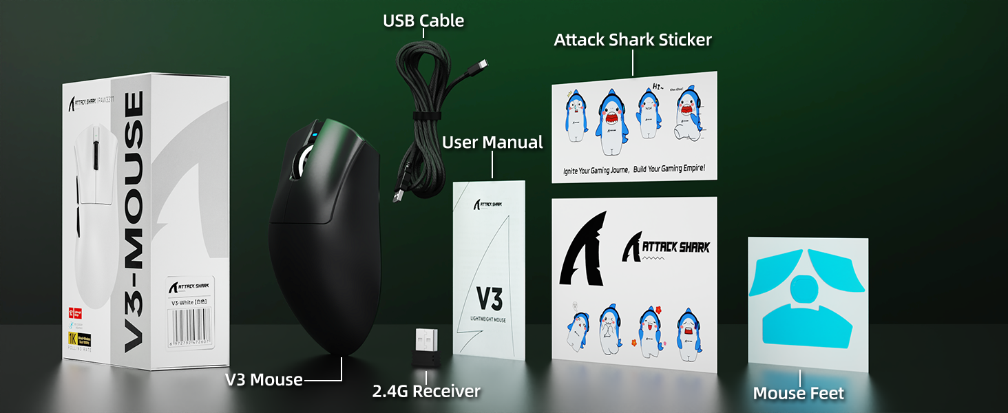 ATTACK SHARK V3 Ultra-Lichte Driemodi Gaming Muis
