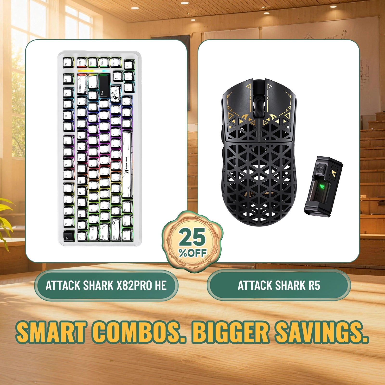 ATTACK SHARK X82PRO HE Rapid Trigger Toetsenbord + R5 Carbon Fiber Draadloze Gaming Muis Bundel