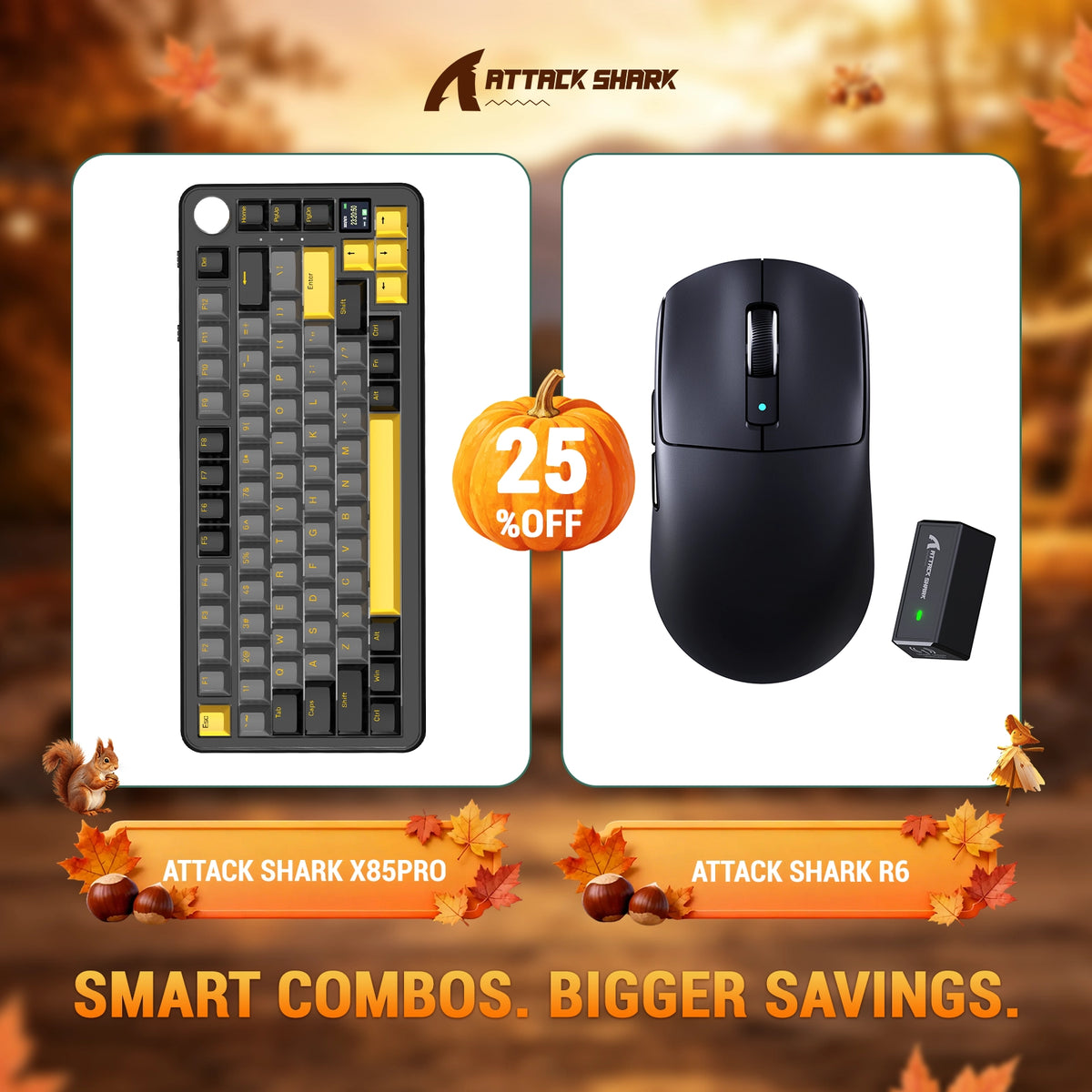 ATTACK SHARK X85 PRO tri-mode mechanisch toetsenbord met gasket-mount + R6 draadloze gamingmuisbundel