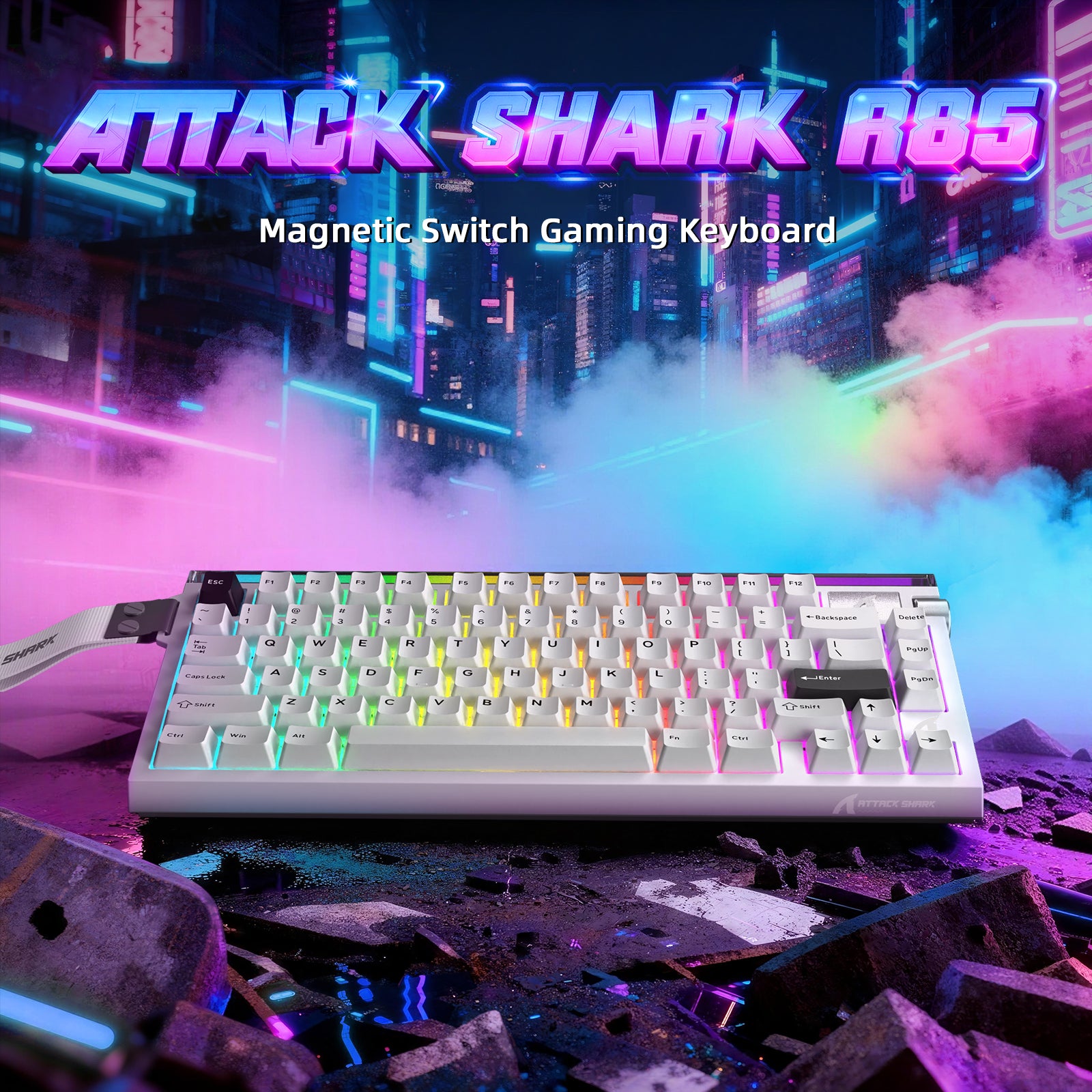 ATTACK SHARK R85 HE Rapid Trigger Toetsenbord met C01ULTRA LED Kabel