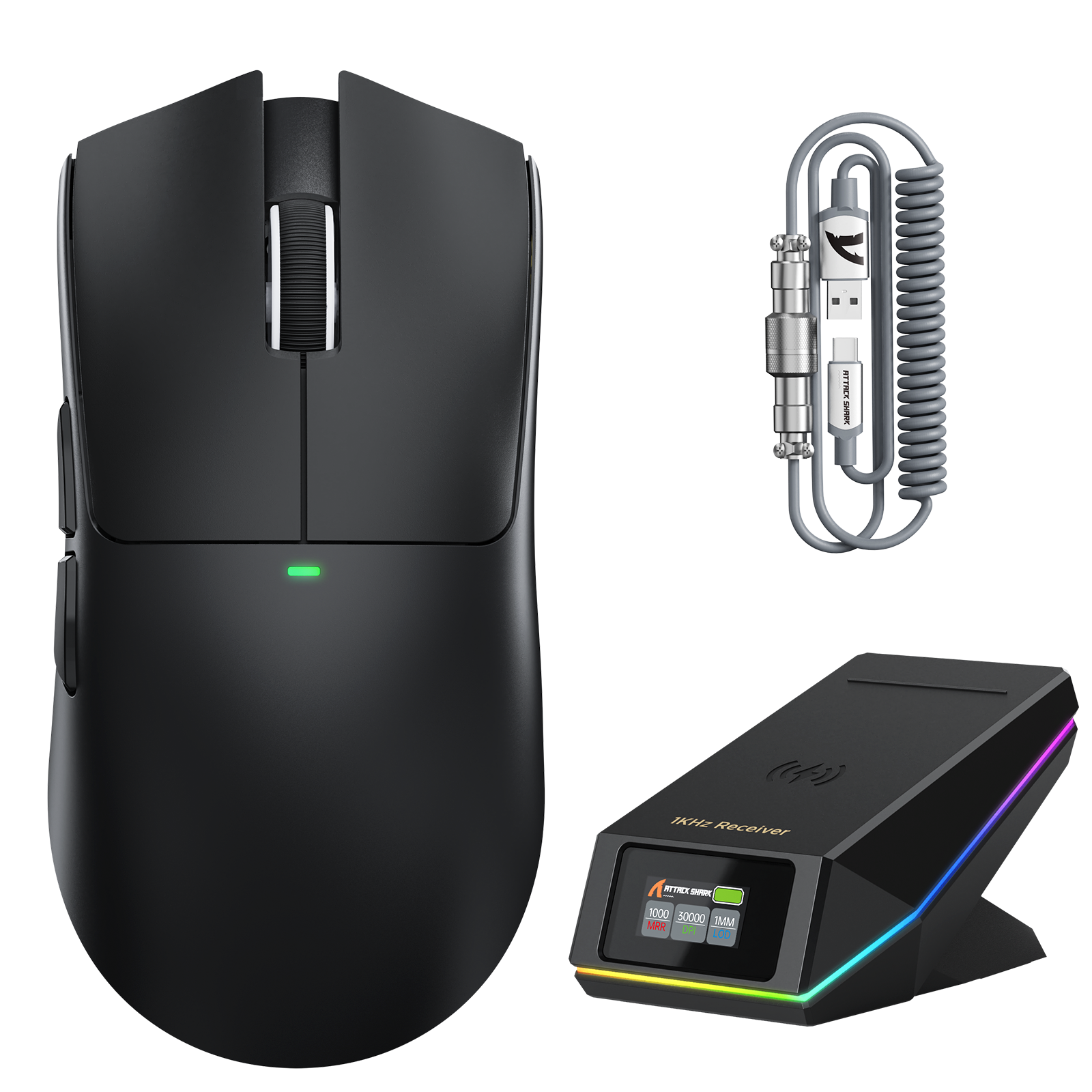 ATTACK SHARK X11 PRO V2 Draadloze Gaming Muis met TFT Display Oplaadstation met C06 Opgerolde Kabel