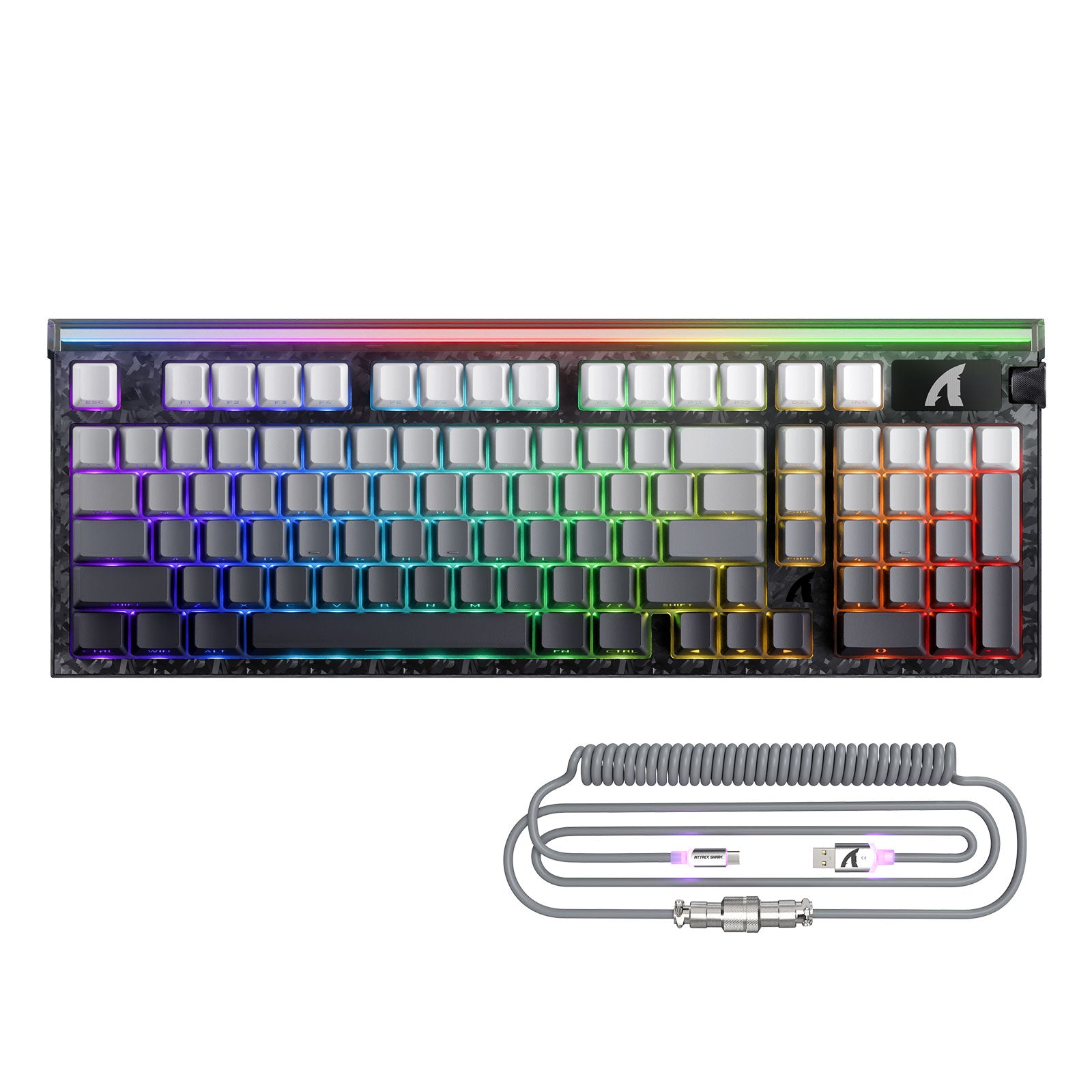ATTACK SHARK R98 HE Carbon Fiber Bedraad Sneltoets Magnetische Schakelaar Toetsenbord Met C01 Ultra RGB Opgerolde Kabel