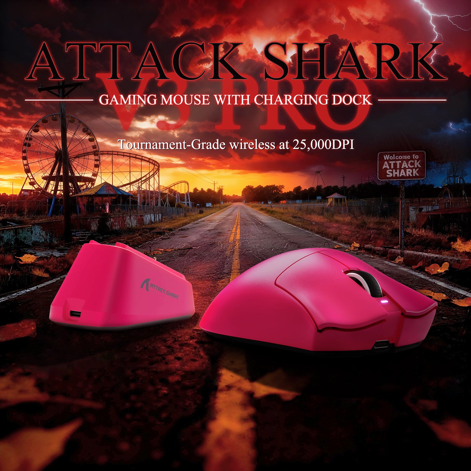 ATTACK SHARK V3PRO Ultra-Lichte Driemodi Gaming Muis met Oplaaddock