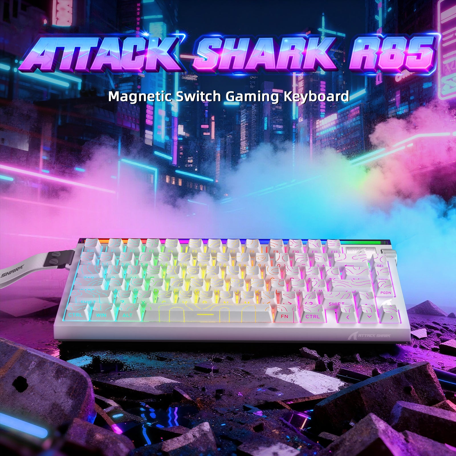 ATTACK SHARK R85 HE Rapid Trigger Toetsenbord met C01ULTRA LED Kabel