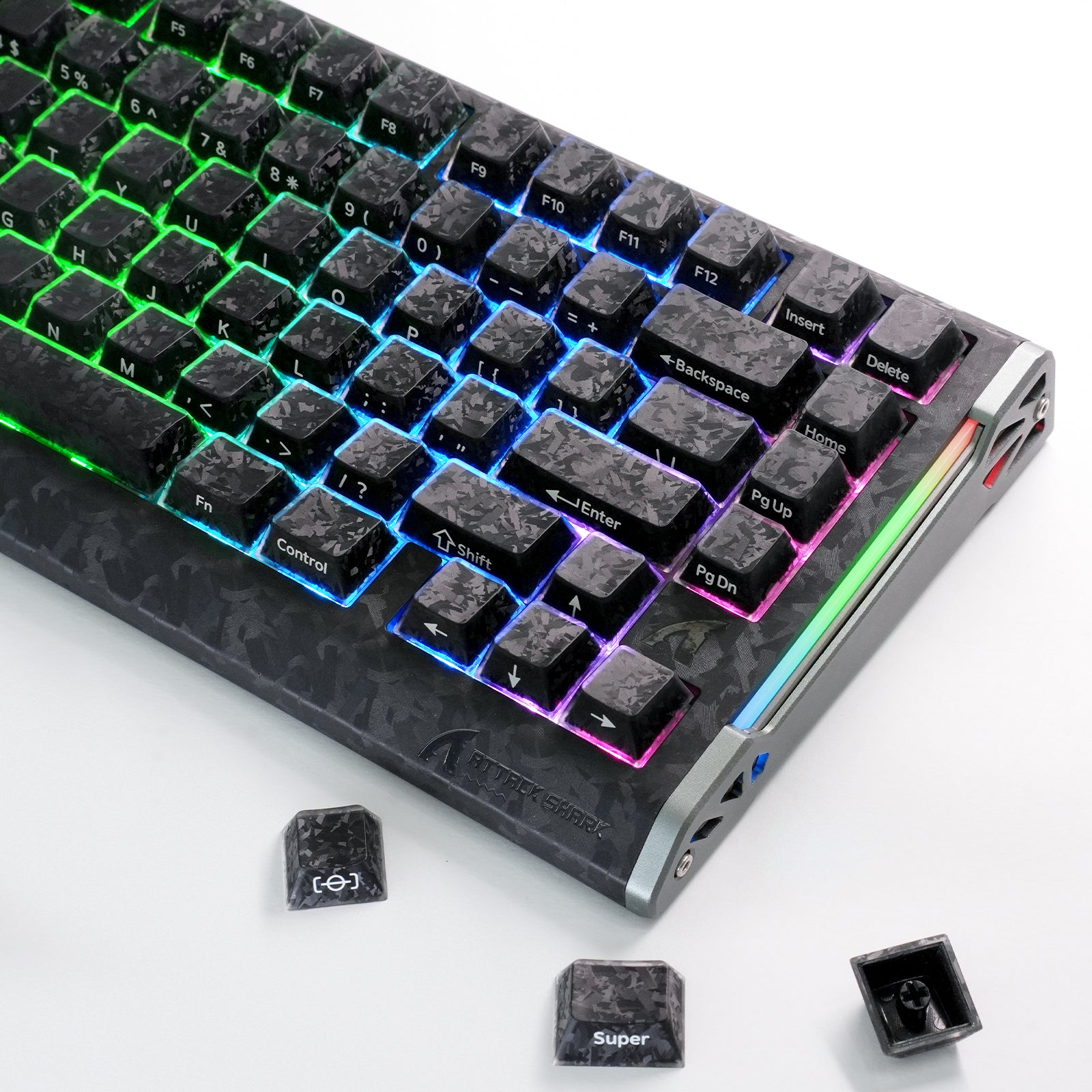 ATTACK SHARK SK04 119 toetsen, gesmede koolstofvezel-kristallen keycaps, ANSI/ISO