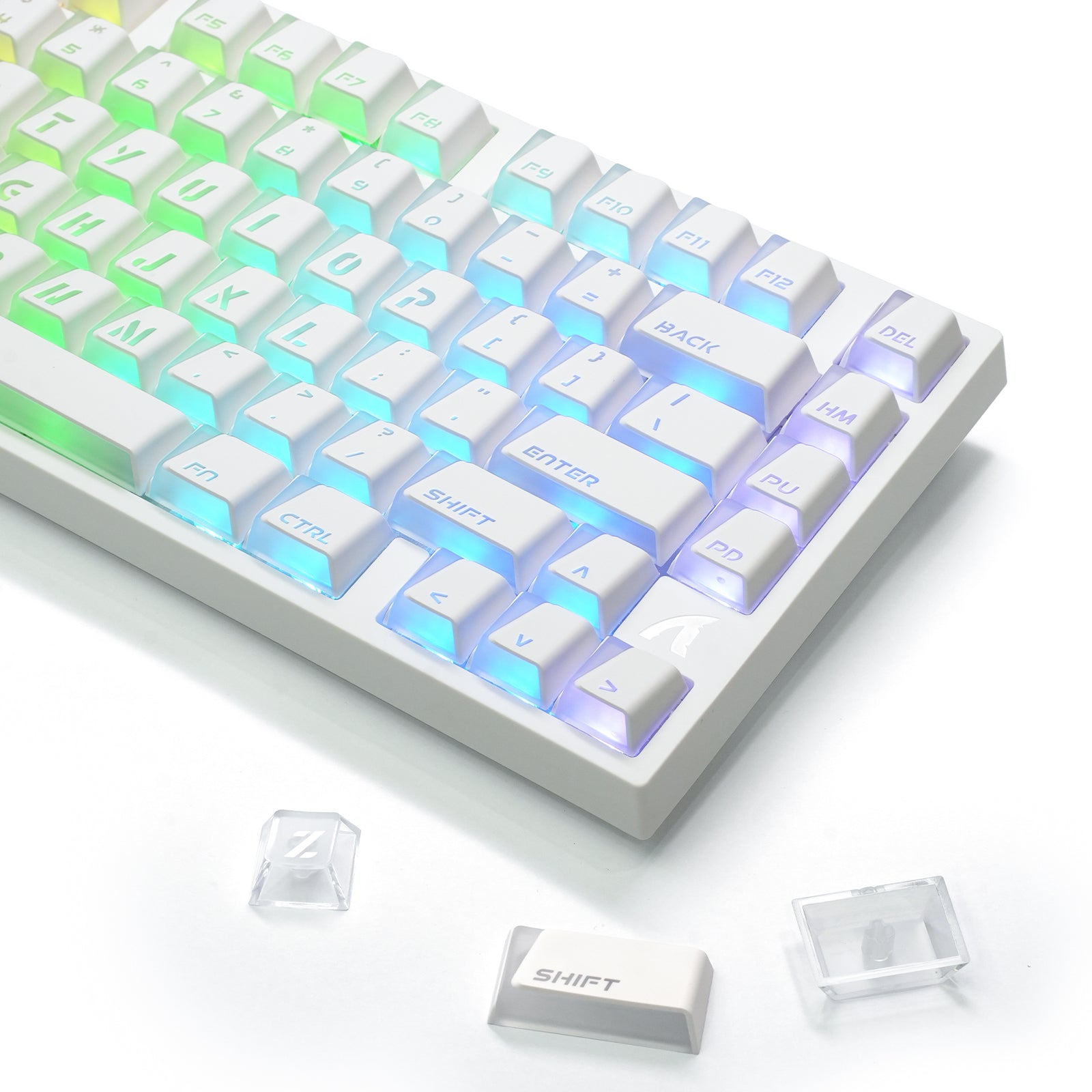 ATTACK SHARK SK07 131 toetsen Prism Shine-Through-toetskappen, ANSI, wit