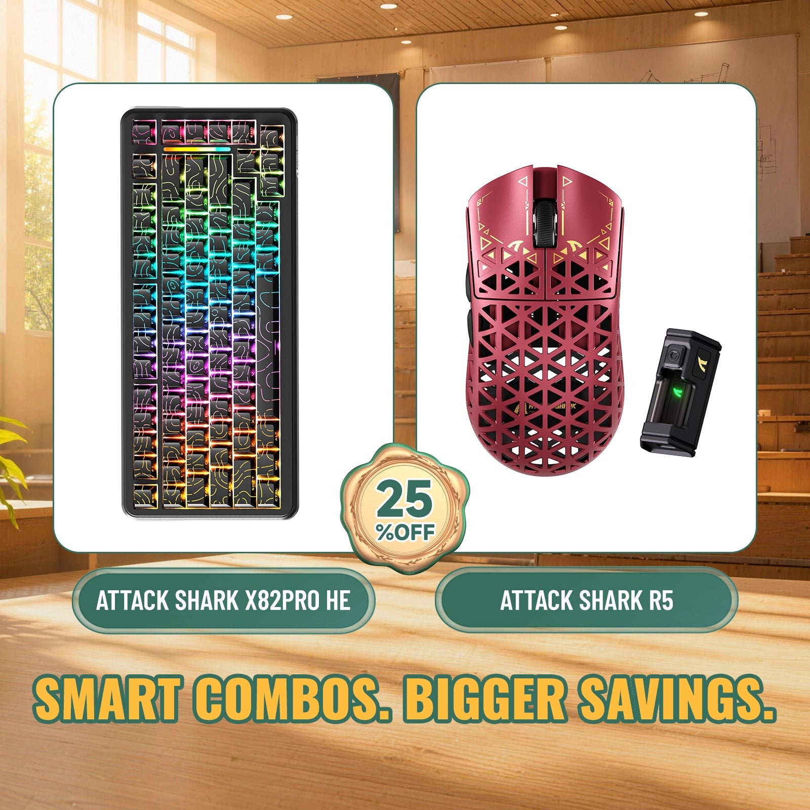 ATTACK SHARK X82PRO HE Rapid Trigger Toetsenbord + R5 Carbon Fiber Draadloze Gaming Muis Bundel