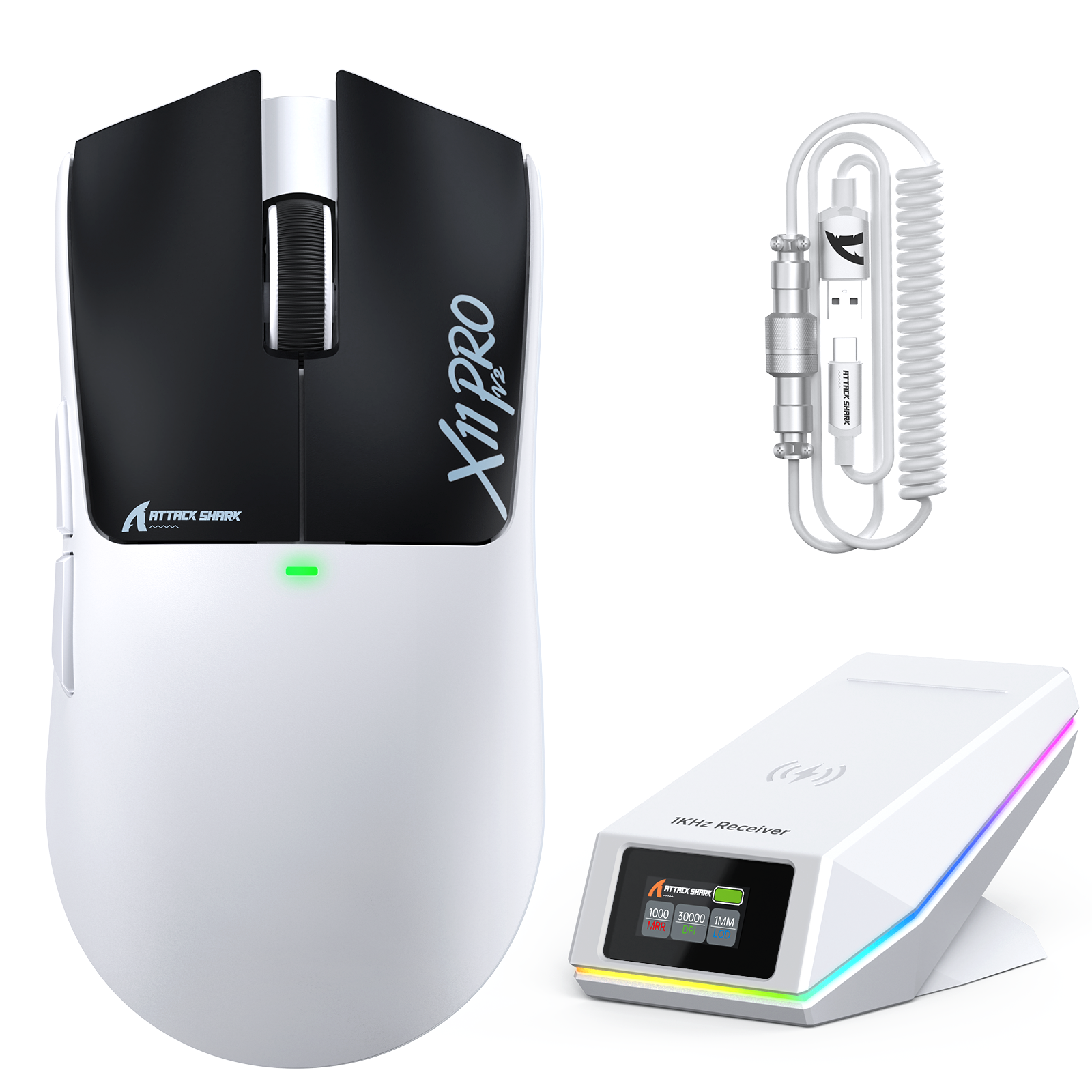 ATTACK SHARK X11 PRO V2 Draadloze Gaming Muis met TFT Display Oplaadstation met C06 Opgerolde Kabel