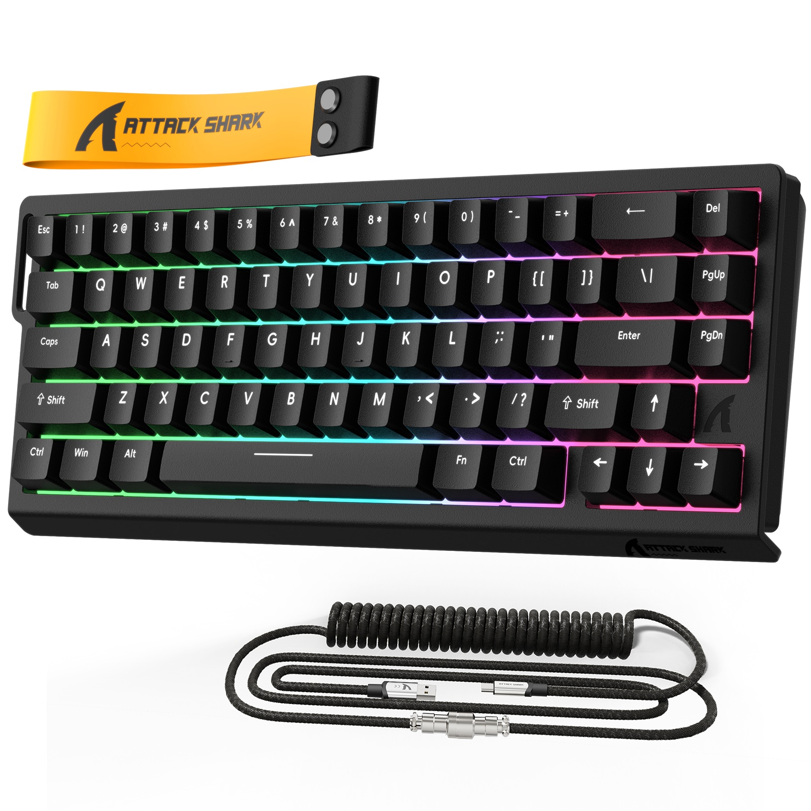 ATTACK SHARK X68 HE Rapid Trigger Toetsenbord Magnetische Schakelaar met C01PRO Opgerolde Kabel