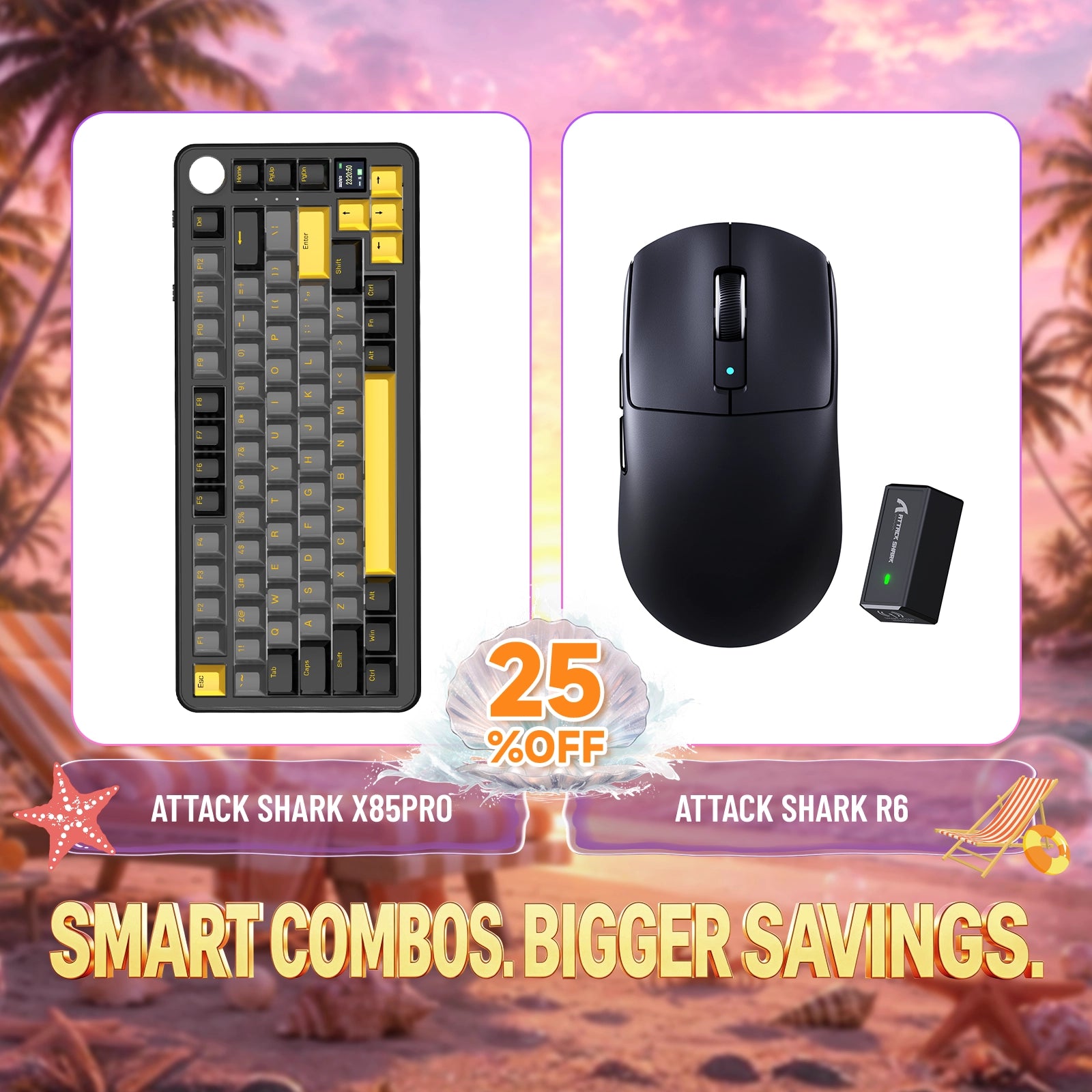 ATTACK SHARK X85PRO Tri-mode Gasket Mechanisch Toetsenbord + R6 Draadloze Gaming Muis Bundel