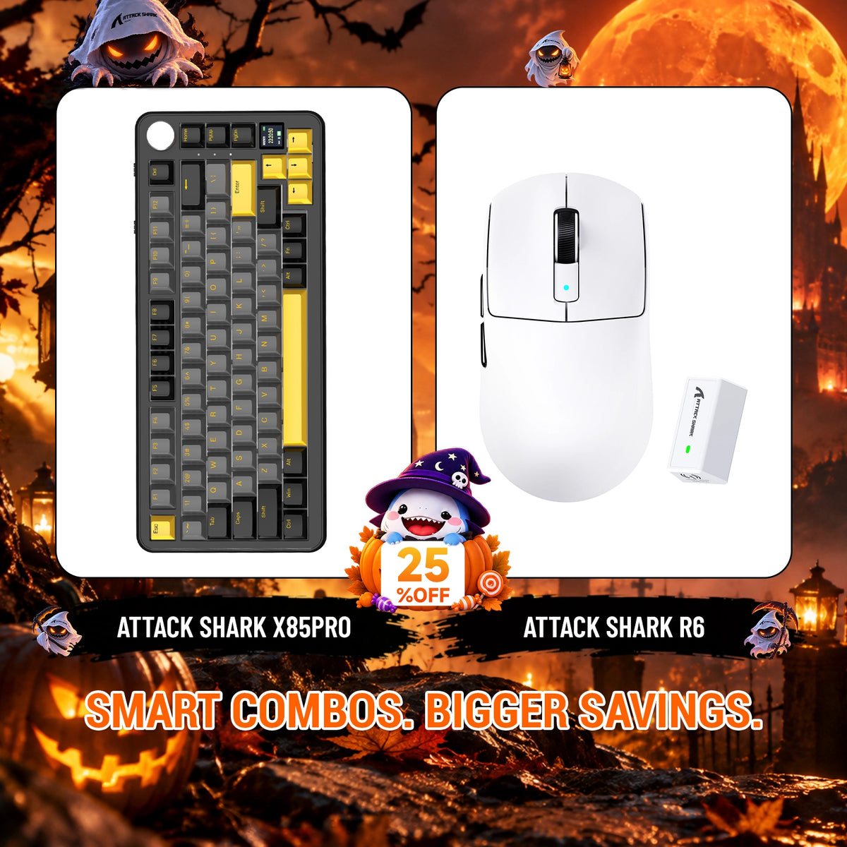 ATTACK SHARK X85 PRO tri-mode mechanisch toetsenbord met gasket-mount + R6 draadloze gamingmuisbundel