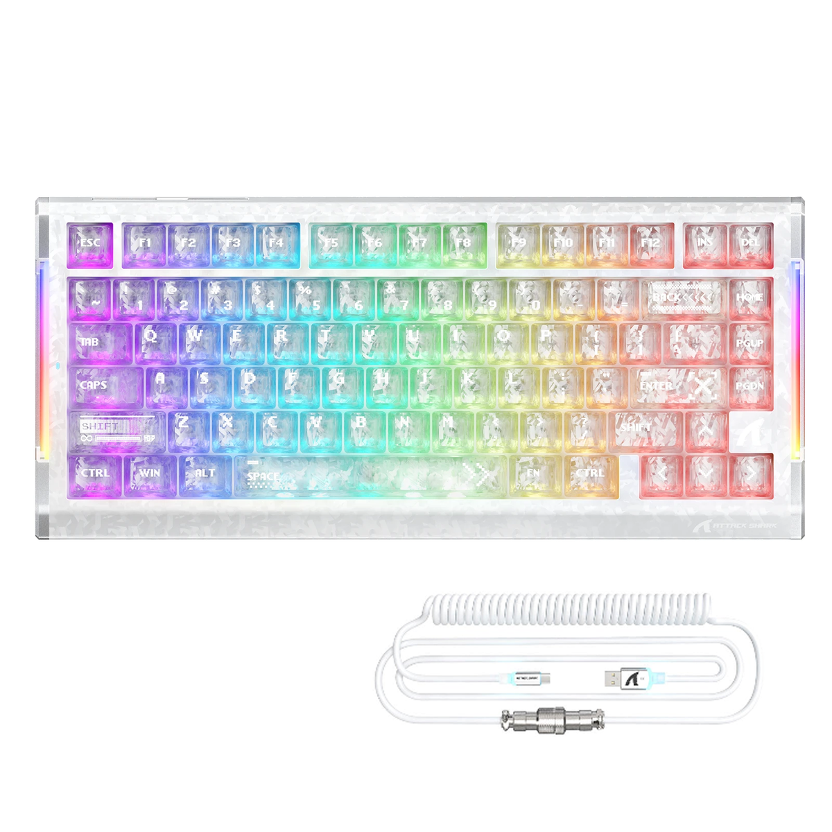ATTACK SHARK R86 HE Carbon Fiber Bedraad Gamingtoetsenbord met magnetische schakelaars, snelle trigger, C01 ULTRA RGB-spiraalkabel