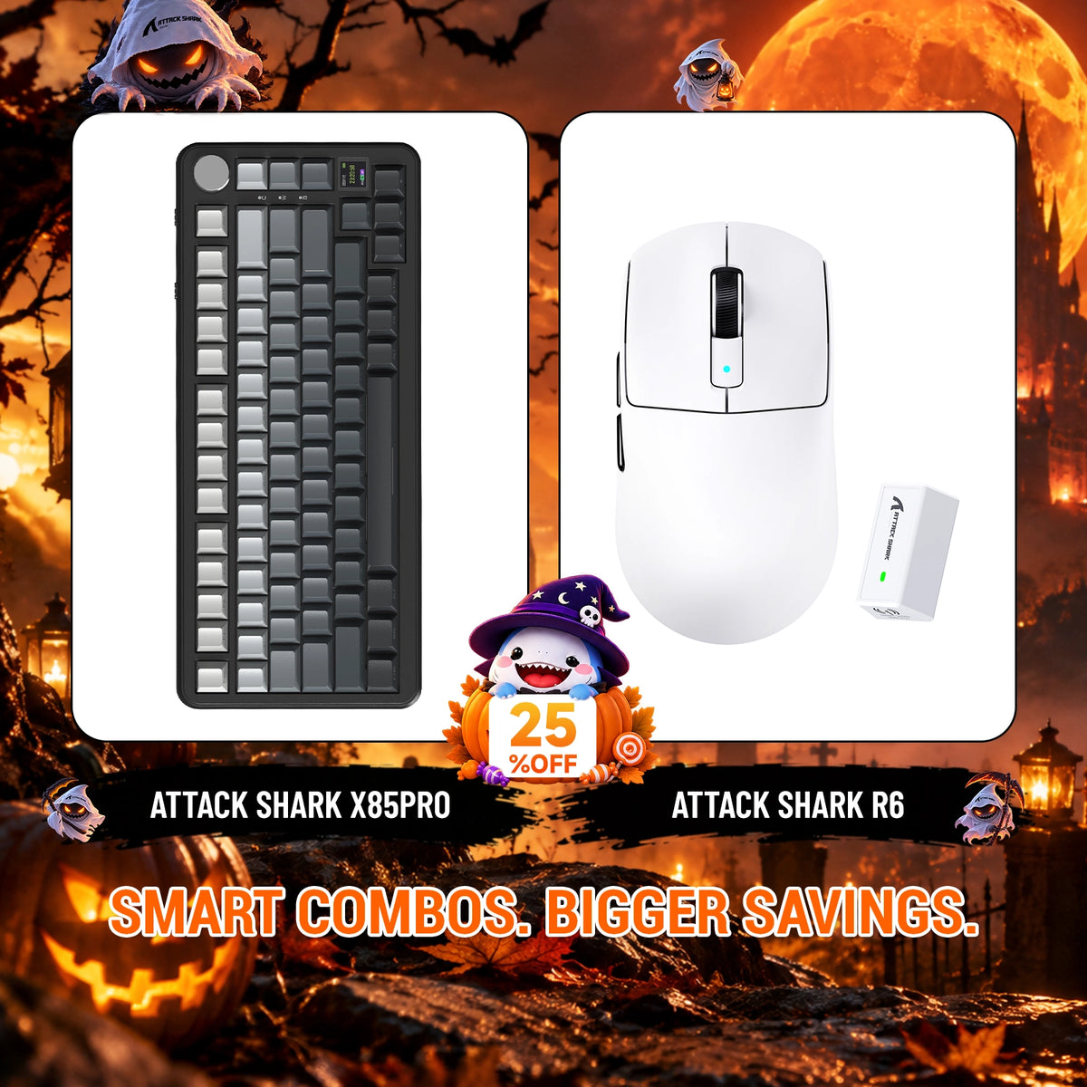 ATTACK SHARK X85 PRO tri-mode mechanisch toetsenbord met gasket-mount + R6 draadloze gamingmuisbundel