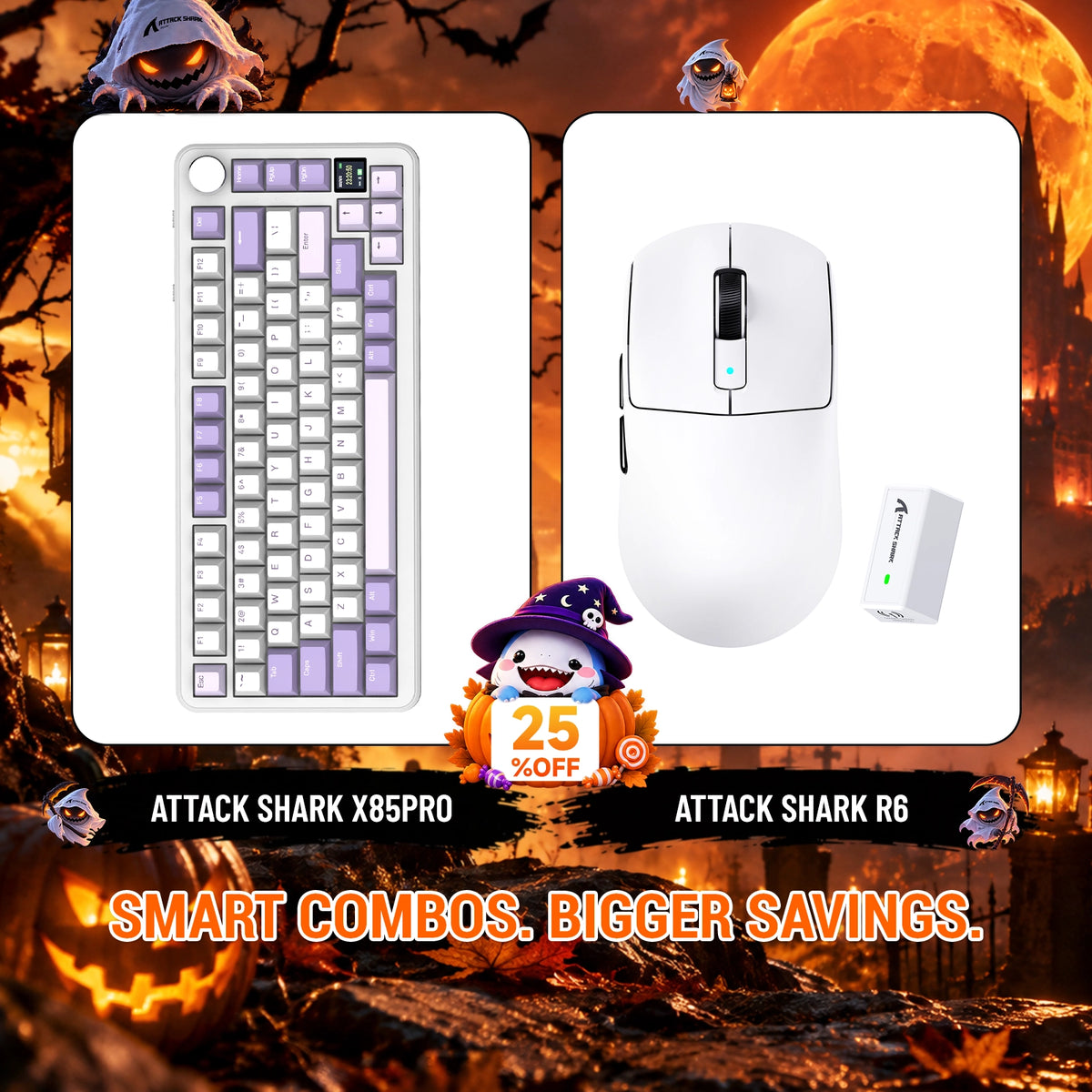 ATTACK SHARK X85 PRO tri-mode mechanisch toetsenbord met gasket-mount + R6 draadloze gamingmuisbundel