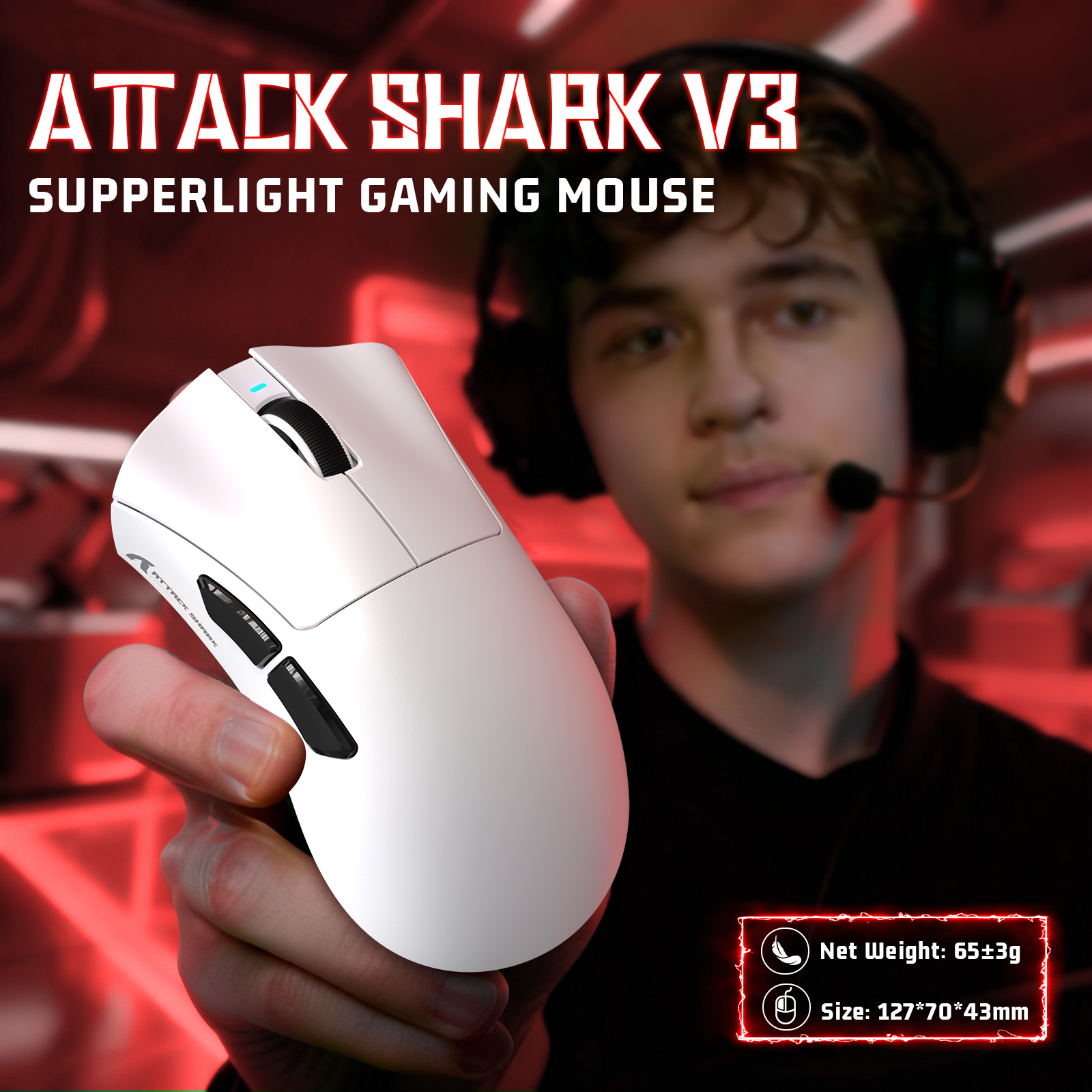 ATTACK SHARK V3 Ultra-Lichte Driemodi Gaming Muis
