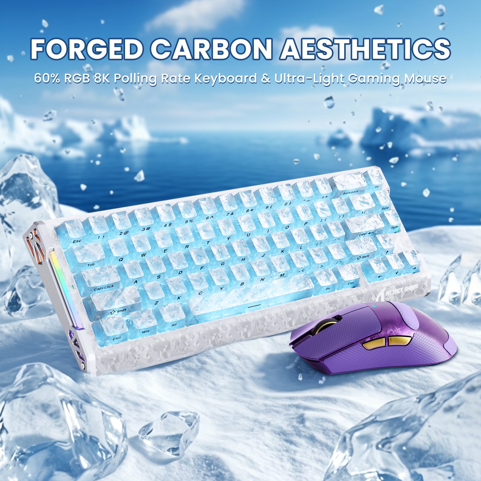 ATTACK SHARK R68 HE & X11 ULTRA Carbon Fiber Gaming Bundel met C01 ULTRA Opgerolde Kabel