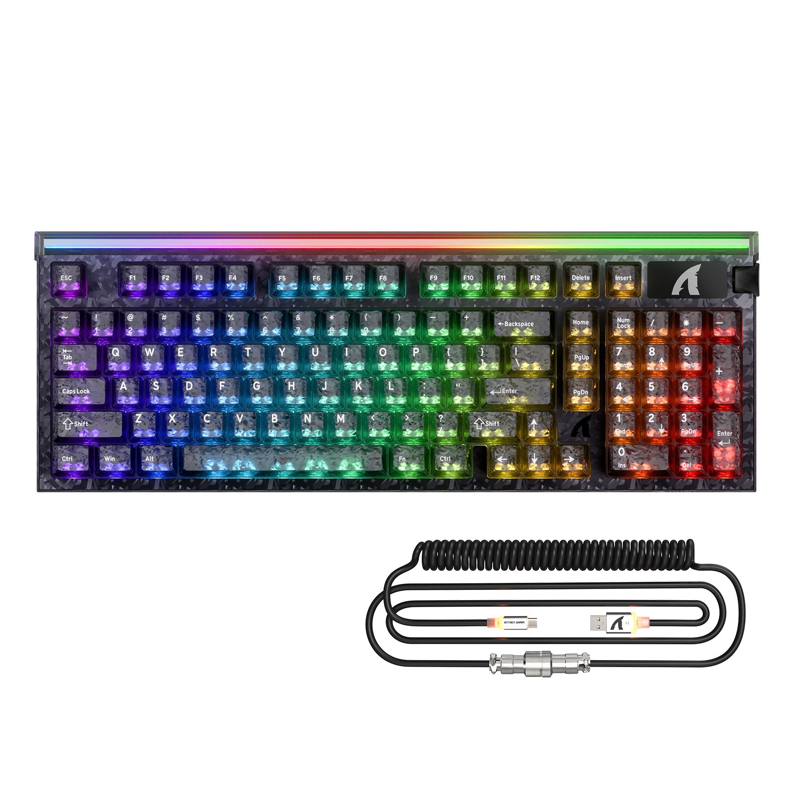 ATTACK SHARK R98 HE Carbon Fiber Bedraad Sneltoets Magnetische Schakelaar Toetsenbord Met C01 Ultra RGB Opgerolde Kabel