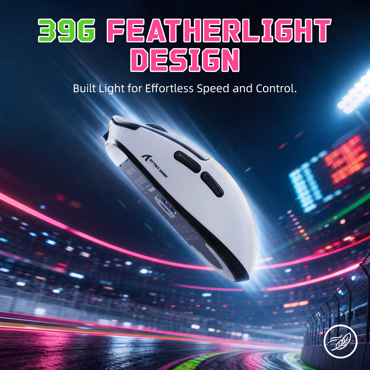 ATTACK SHARK F1 AIR 39g draadloze gamingmuis met PAW3955MAX en C06 Ultra-kabel