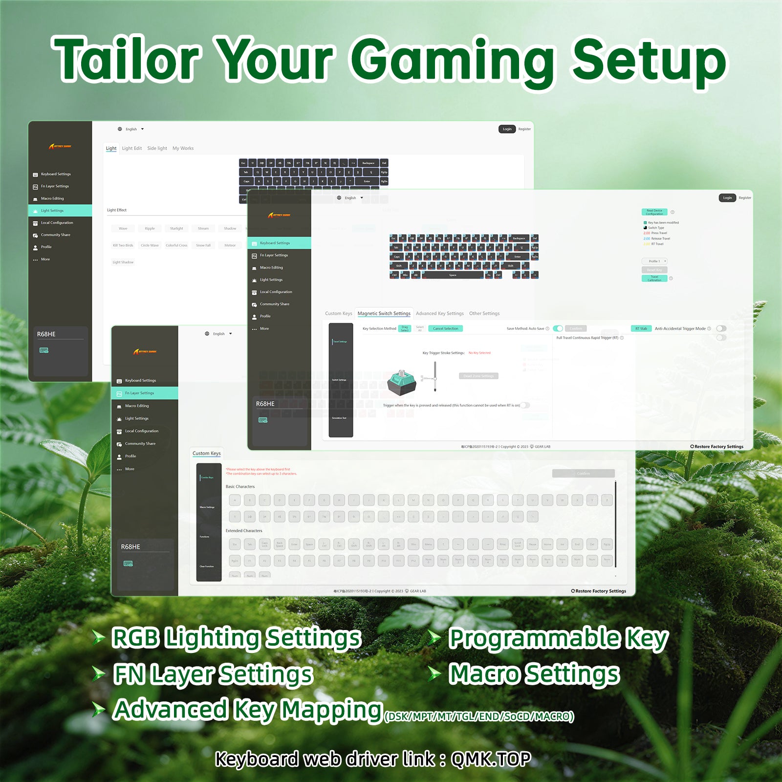 ATTACK SHARK R68 HE Carbon Fiber Wired Rapid Trigger Magnetic Switch Keyboard With C01 Ultra RGB Coiled Cable