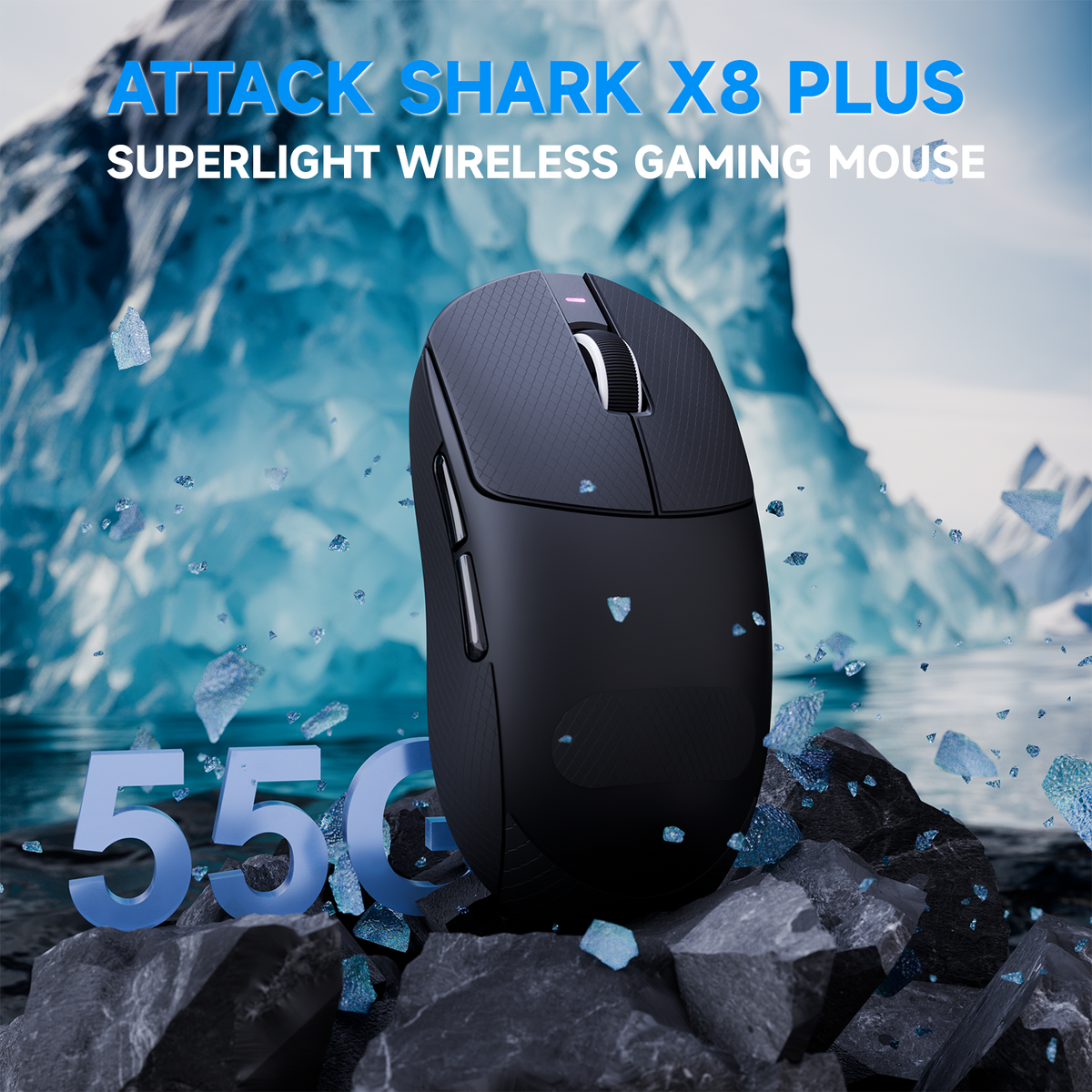 ATTACK SHARK X8 PLUS draadloze gamingmuis met drie modi en C06 ULTRA-kabel