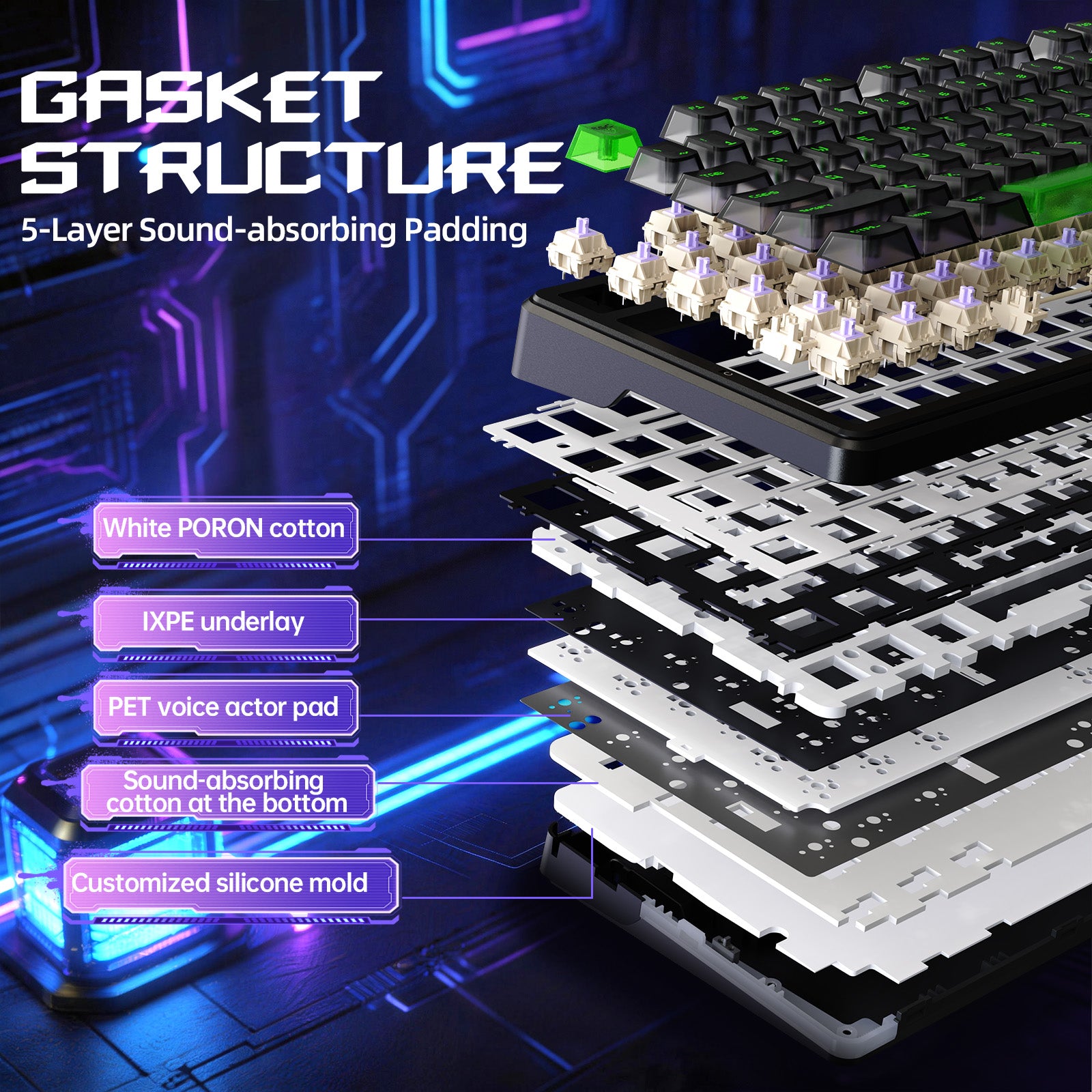 ATTACK SHARK X87 ULTRA Draadloos Gaming Toetsenbord met 8KHz Ontvanger en RGB Opgerolde Kabel