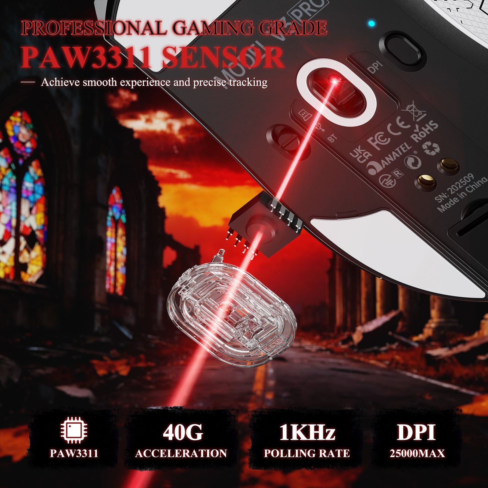 ATTACK SHARK V3PRO Ultra-Lichte Driemodi Gaming Muis met Oplaaddock