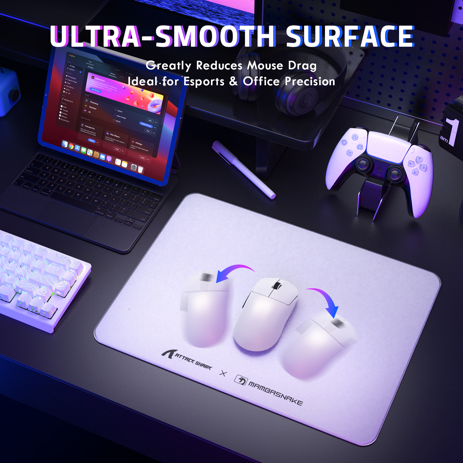 ATTACK SHARK CM05 Gehard Glas Gaming Muismat