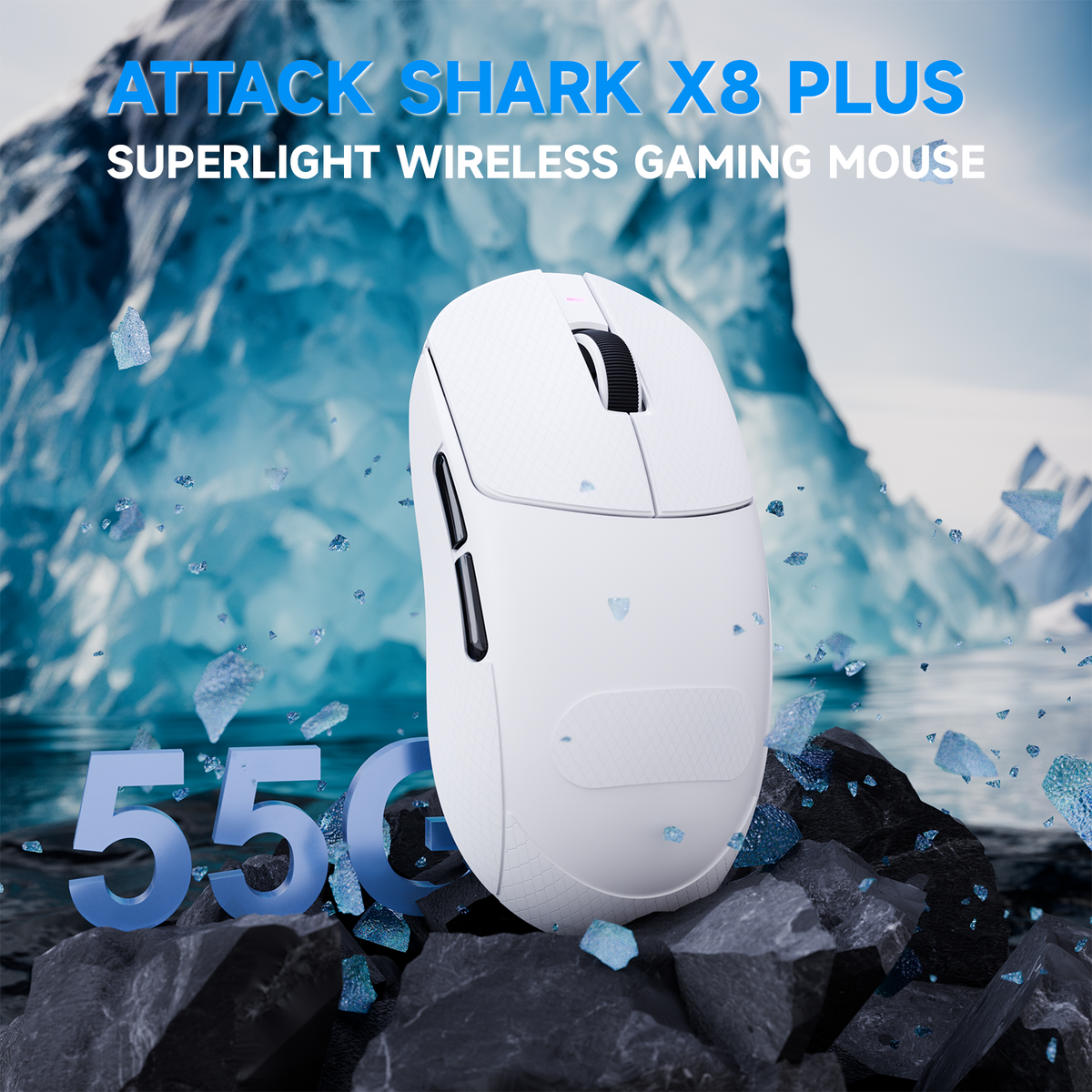 ATTACK SHARK X8 PLUS draadloze gamingmuis met drie modi en C06 ULTRA-kabel