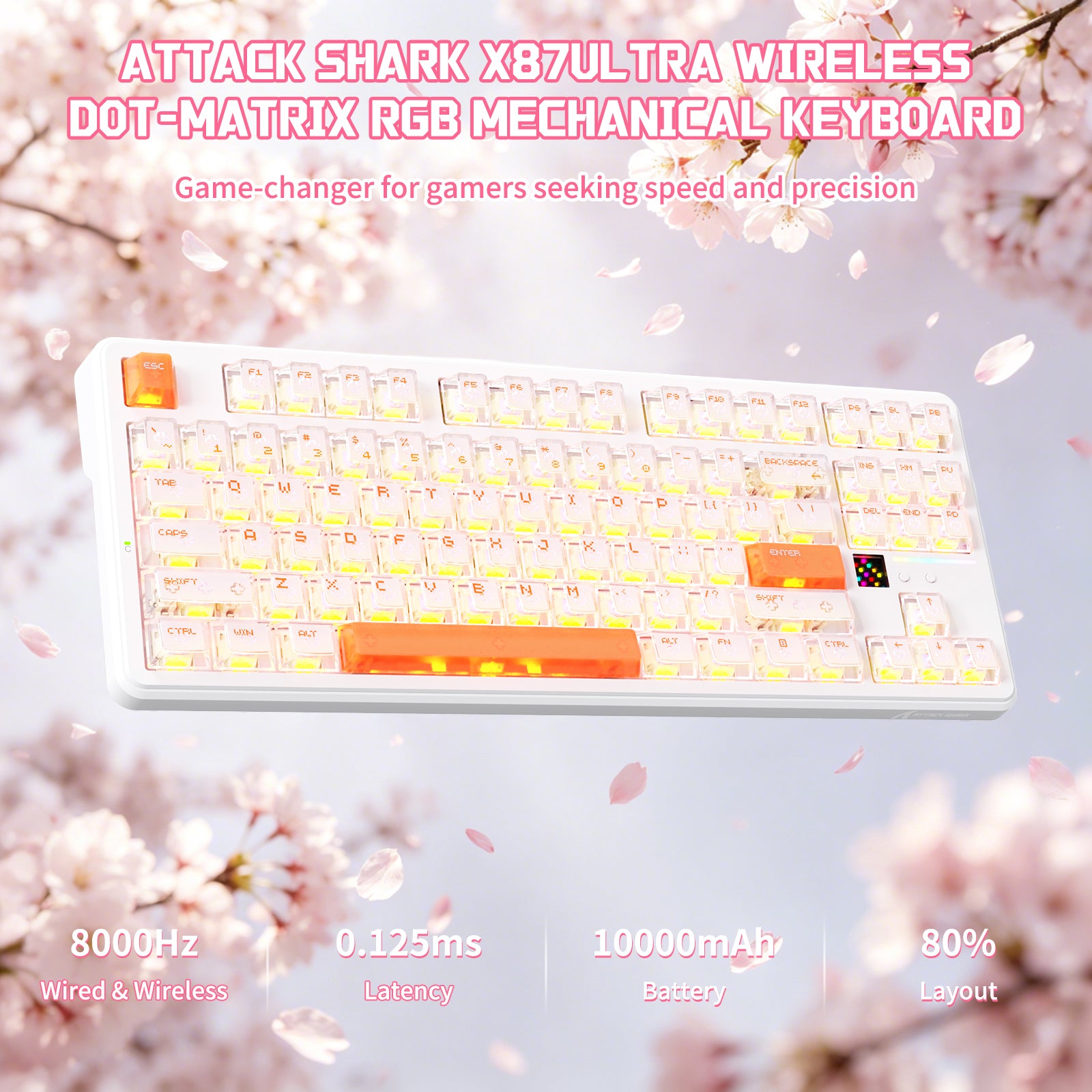 ATTACK SHARK X87 ULTRA Draadloos Mechanisch Toetsenbord Met 8K Draadloze Ontvanger