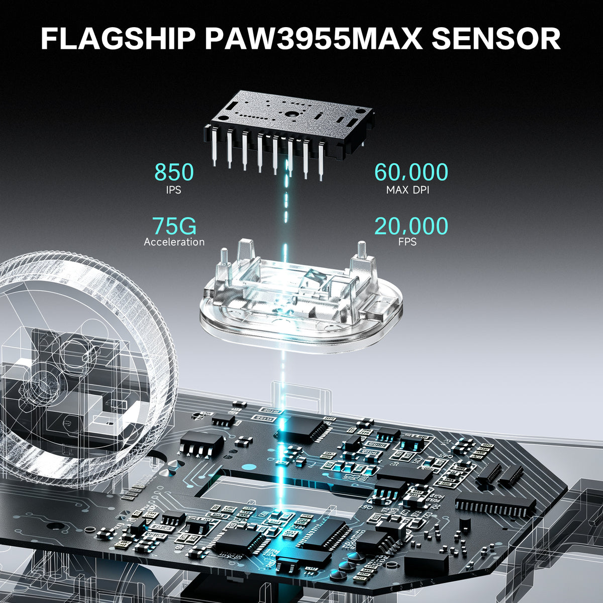 ATTACK SHARK V2 AIR PAW3955MAX ergonomische draadloze gamingmuis