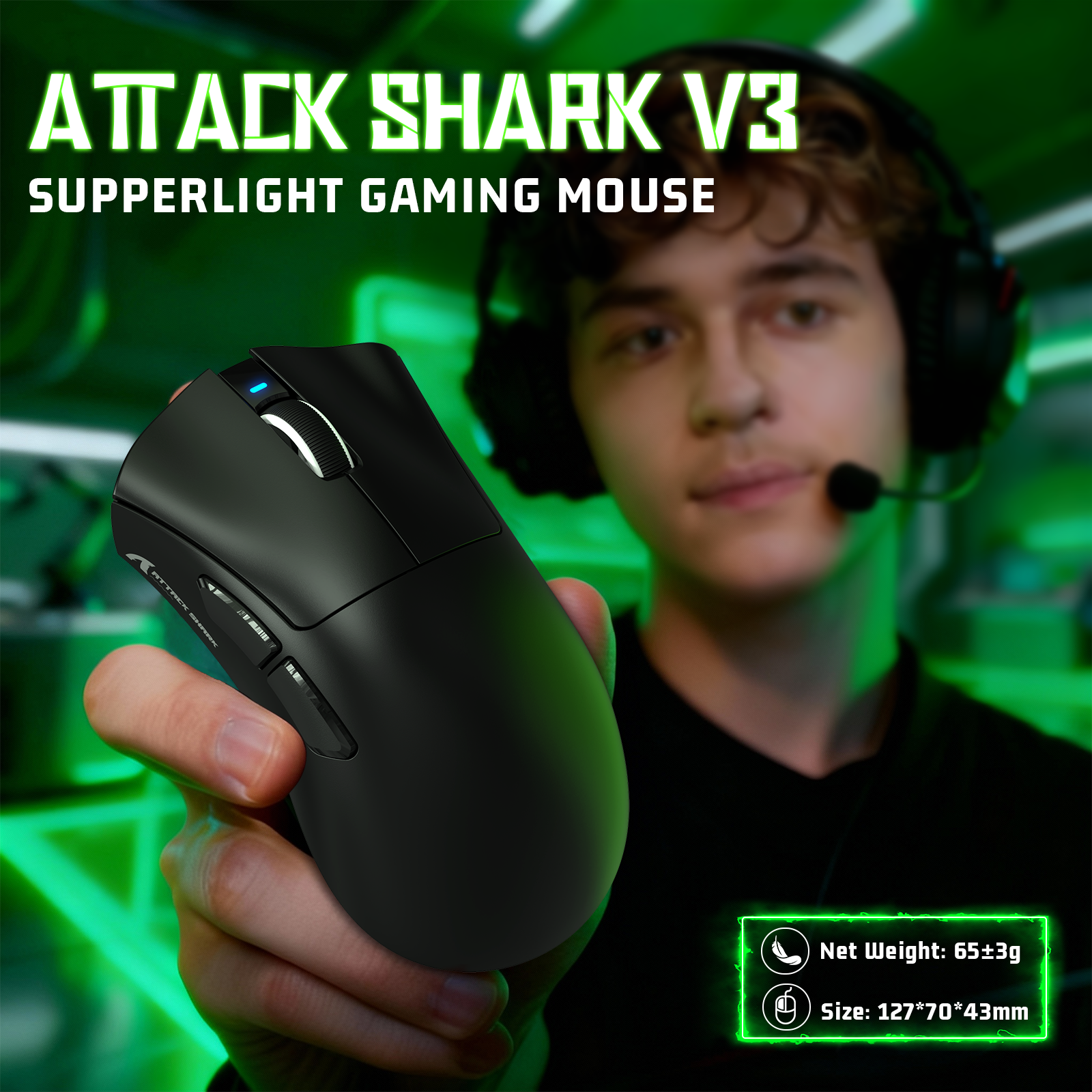 ATTACK SHARK V3 Ultra-Lichte Driemodi Gaming Muis