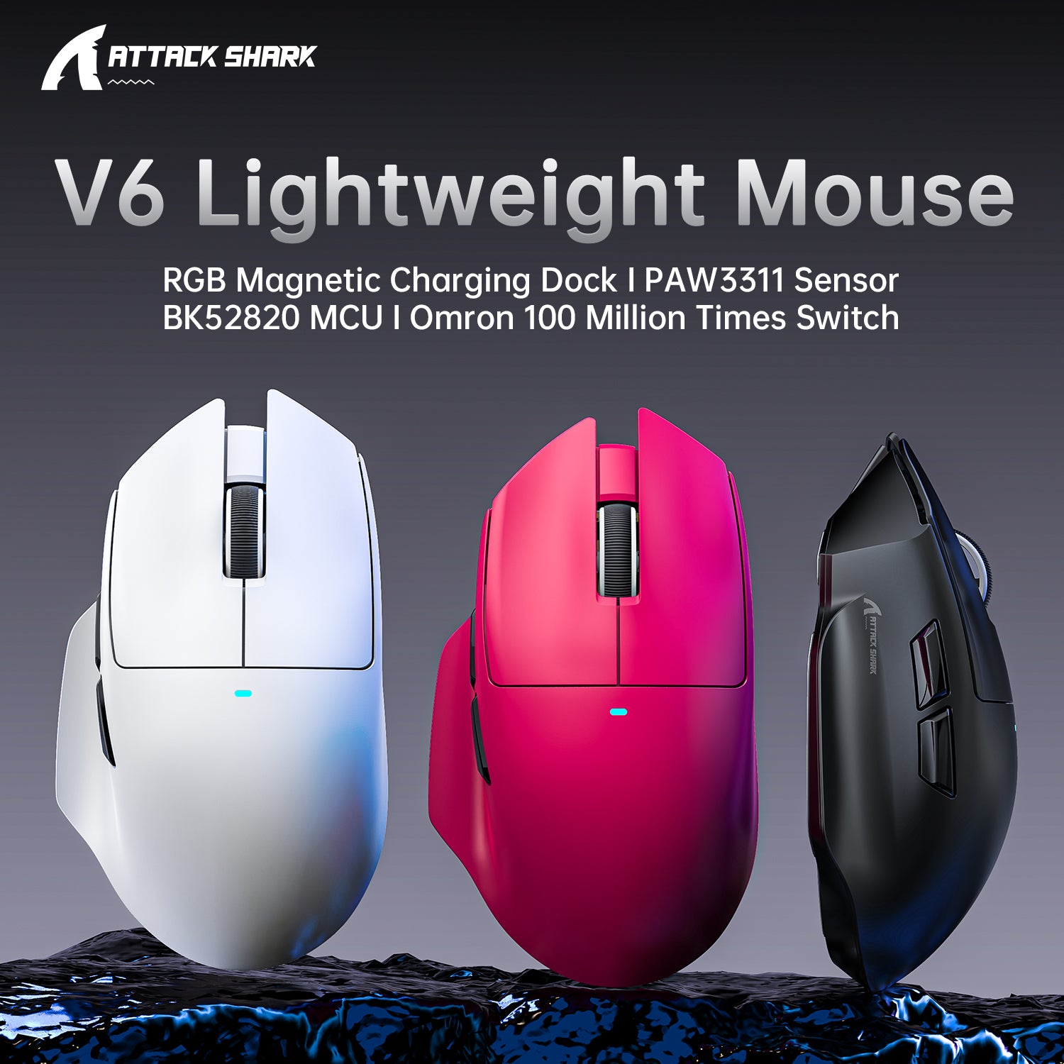 ATTACK SHARK V6 Ultra-Lichte Driemodi Gaming Muis