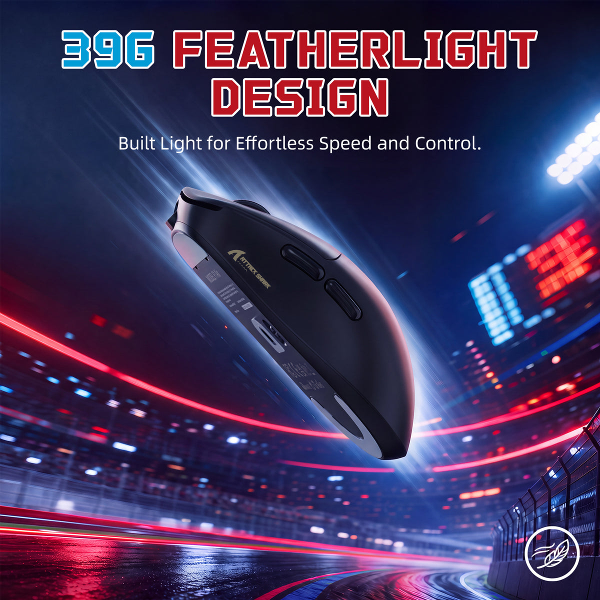 ATTACK SHARK F1 AIR 39g draadloze gamingmuis met PAW3955MAX en C06 Ultra-kabel