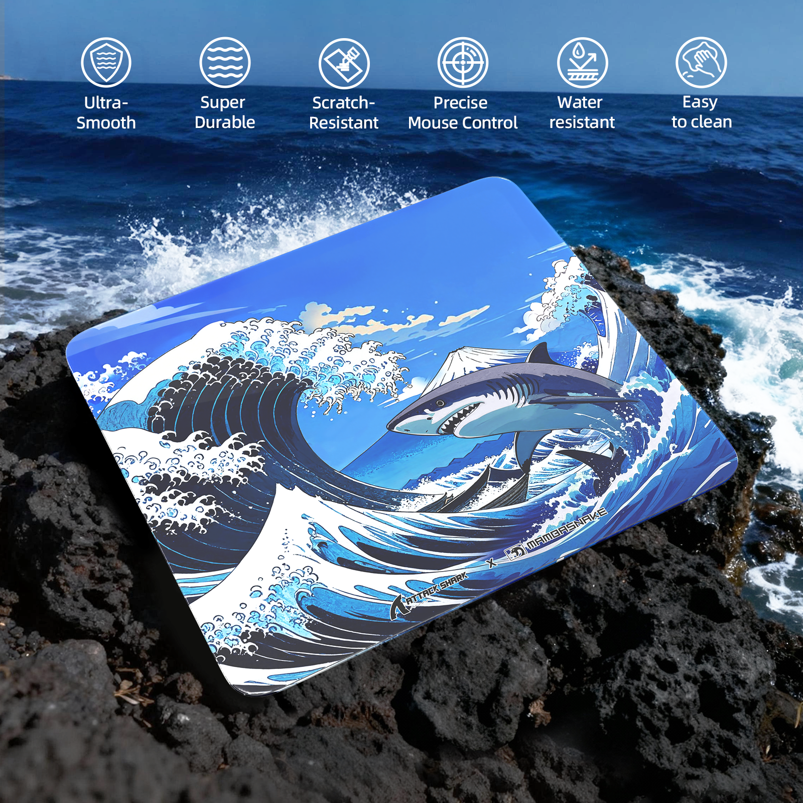 ATTACK SHARK CM05 Gehard Glas Gaming Muismat