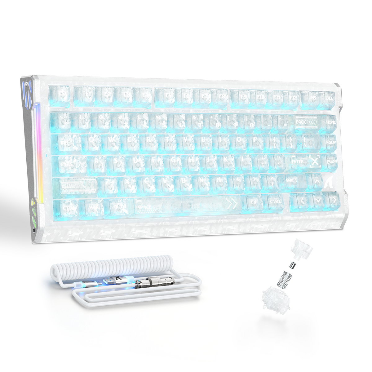ATTACK SHARK R86 HE Carbon Fiber Bedraad Gamingtoetsenbord met magnetische schakelaars, snelle trigger, C01 ULTRA RGB-spiraalkabel
