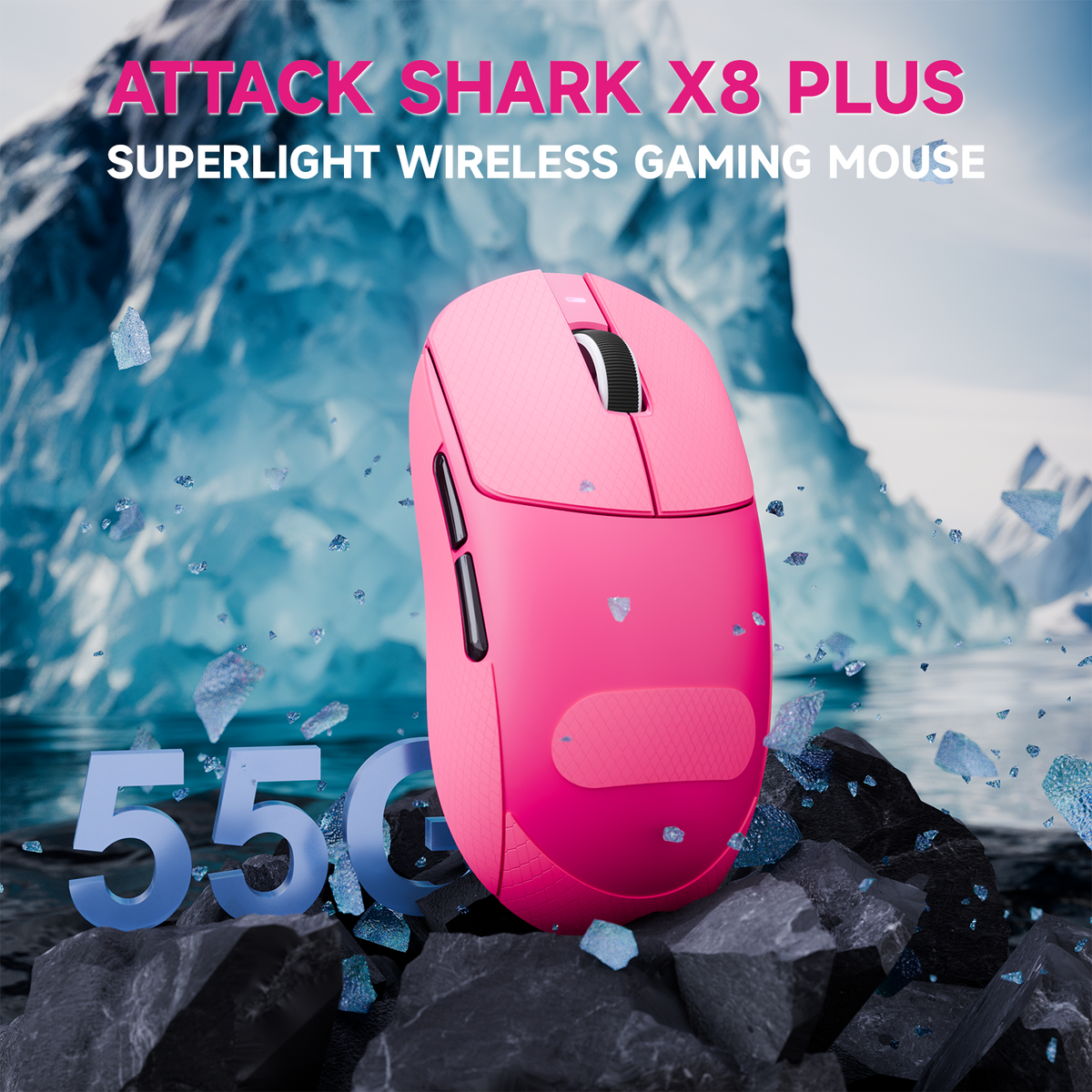 ATTACK SHARK X8 PLUS draadloze gamingmuis met drie modi en C06 ULTRA-kabel