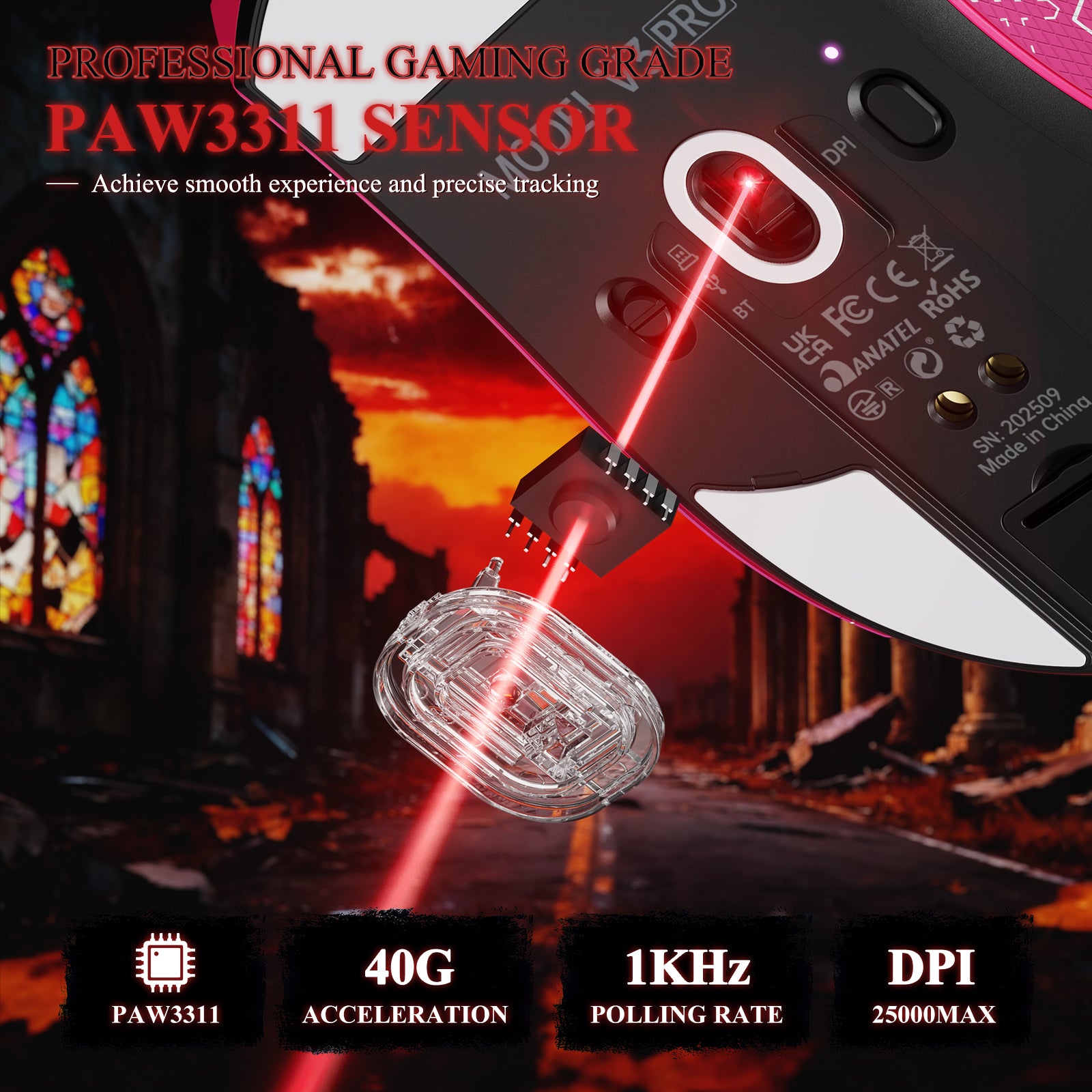 ATTACK SHARK V3PRO Ultra-Lichte Driemodi Gaming Muis met Oplaaddock