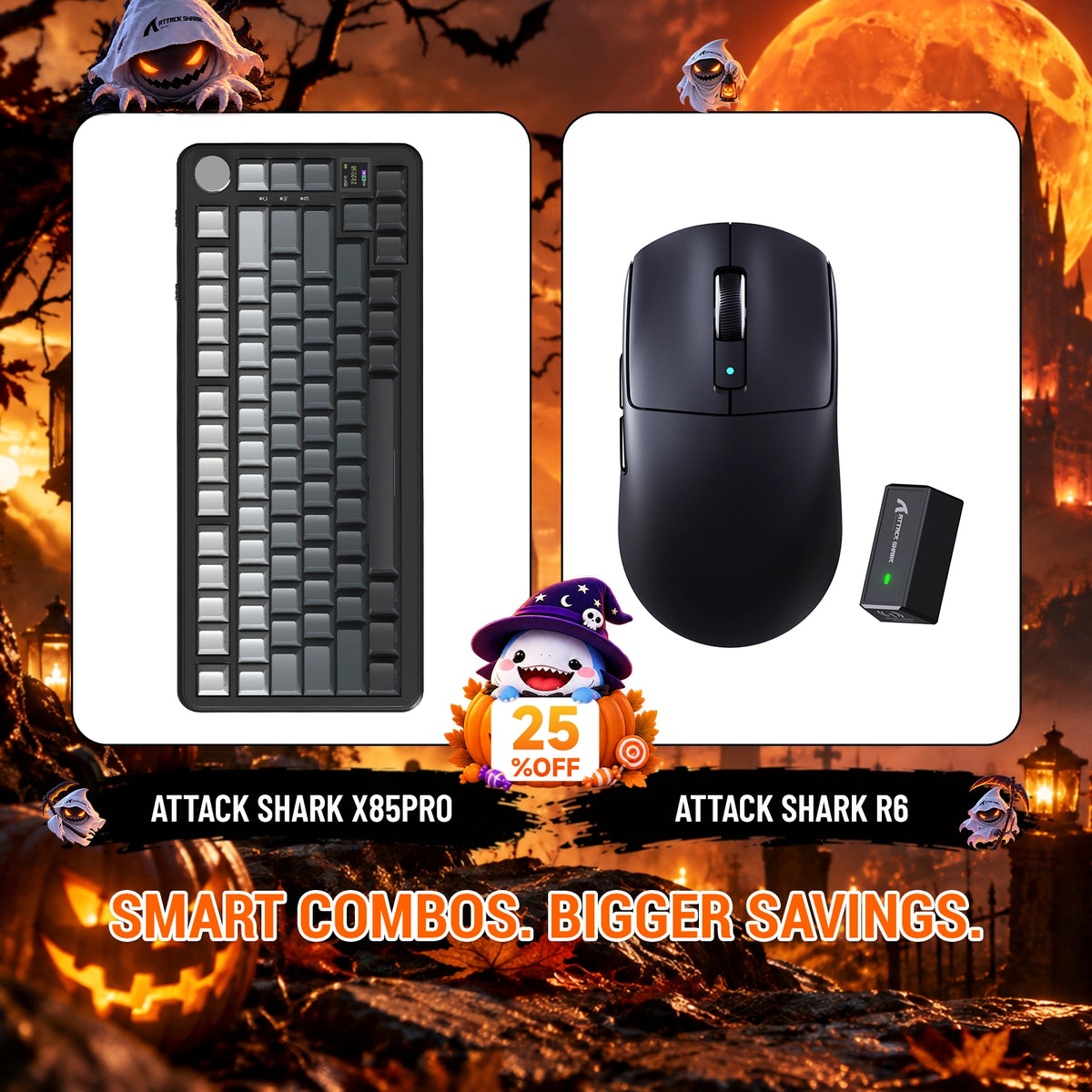 ATTACK SHARK X85 PRO tri-mode mechanisch toetsenbord met gasket-mount + R6 draadloze gamingmuisbundel