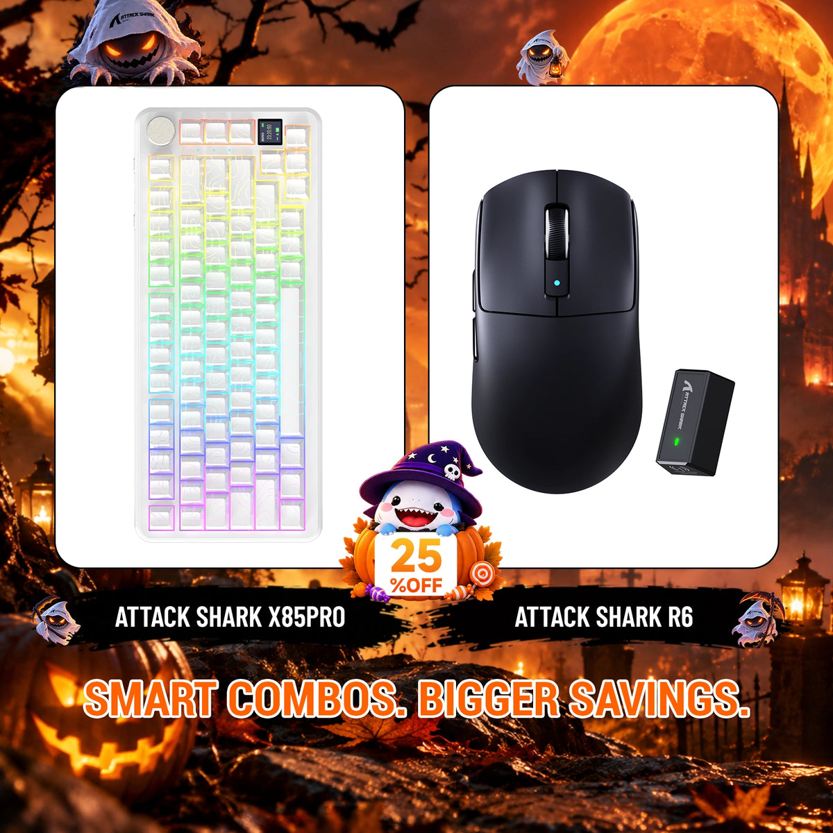 ATTACK SHARK X85 PRO tri-mode mechanisch toetsenbord met gasket-mount + R6 draadloze gamingmuisbundel