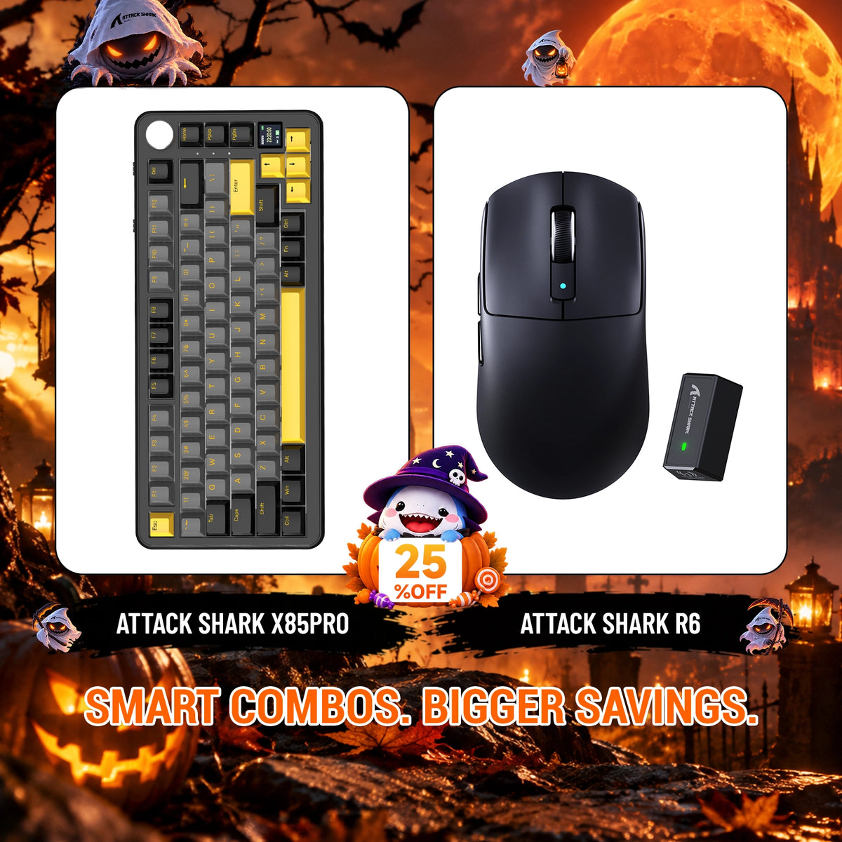 ATTACK SHARK X85 PRO tri-mode mechanisch toetsenbord met gasket-mount + R6 draadloze gamingmuisbundel